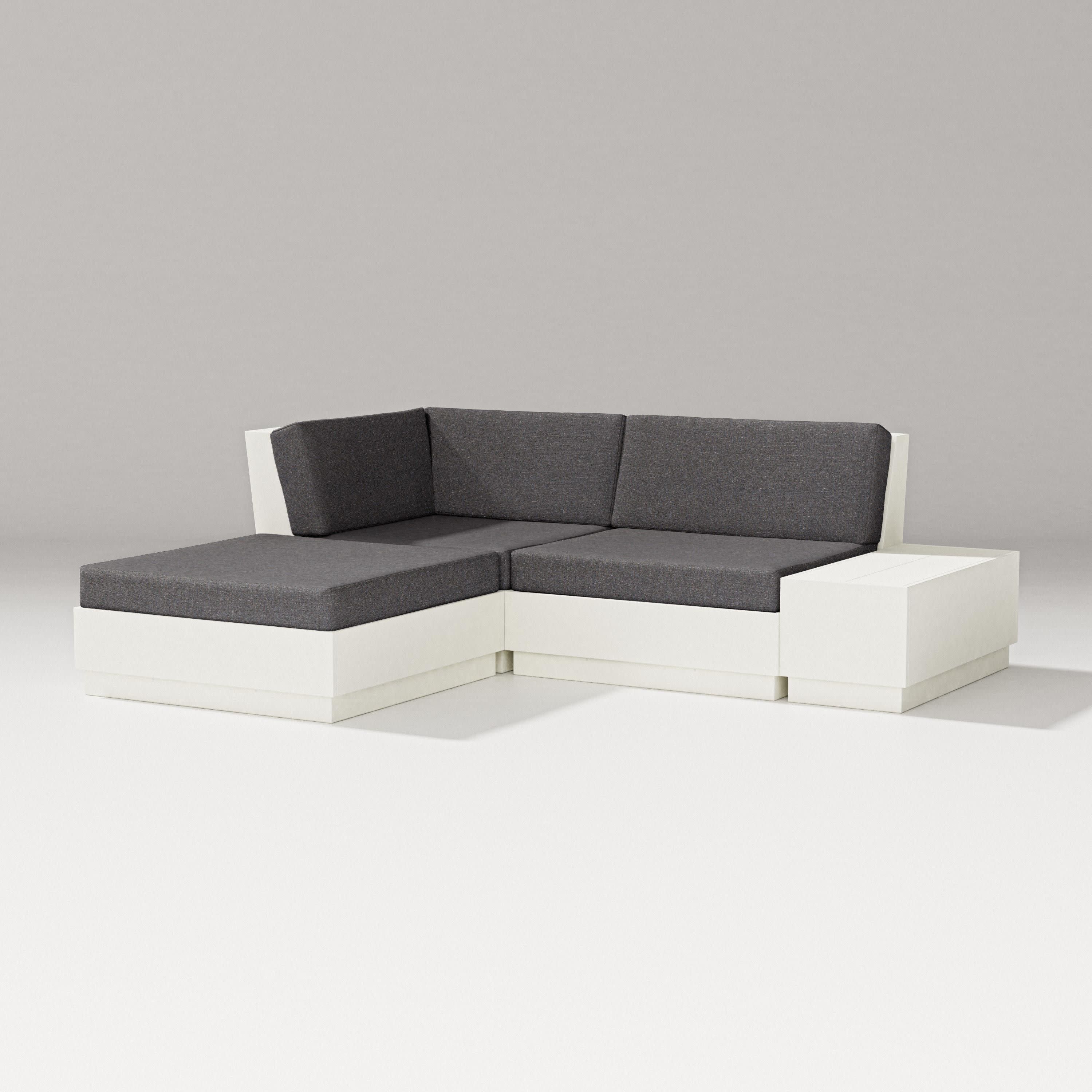 Elevate Loveseat Sectional with Chaise in Vintage White / Ash Charcoal