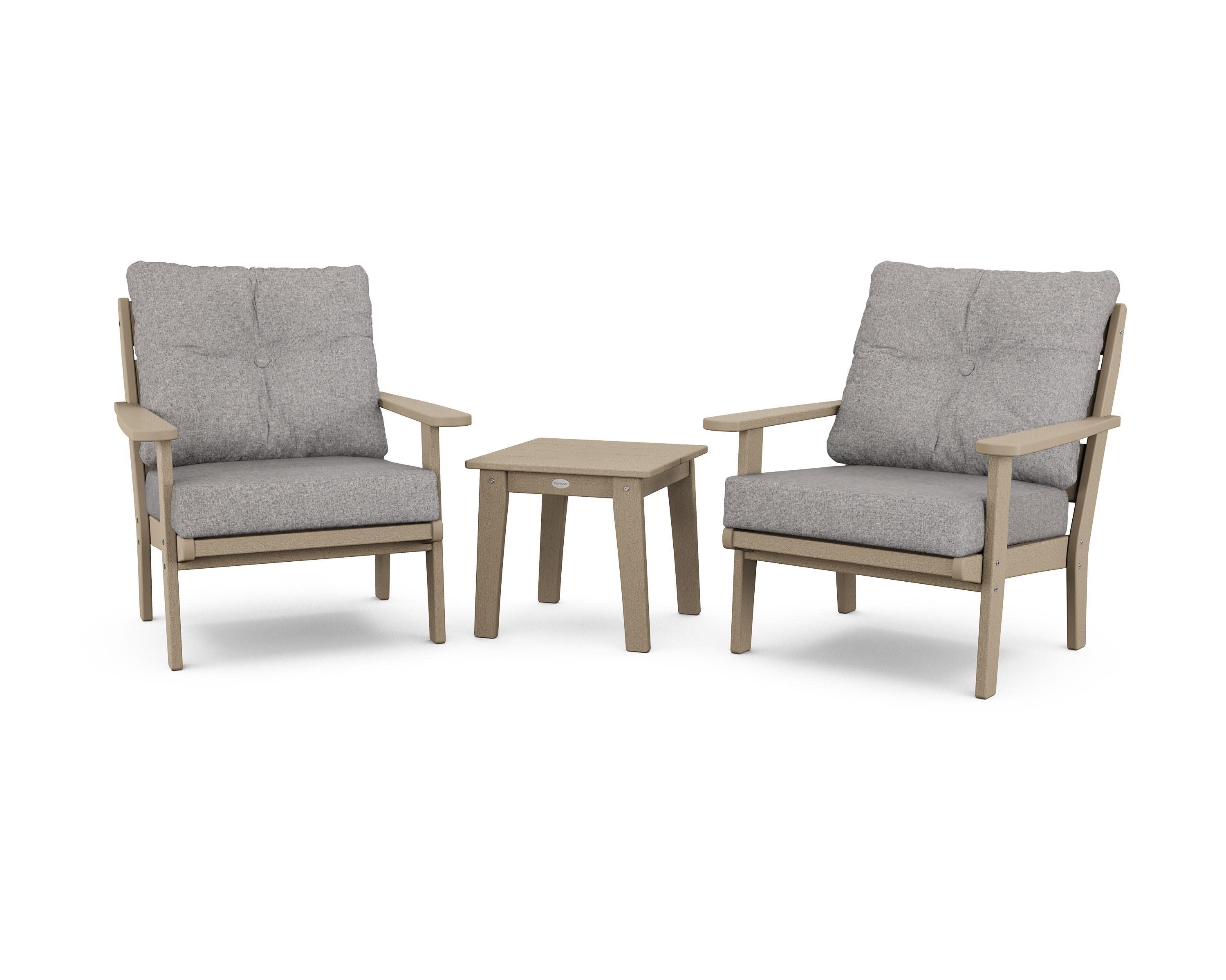 Lakeside 3-Piece Deep Seating Chair Set in Vintage Sahara / Grey Mist