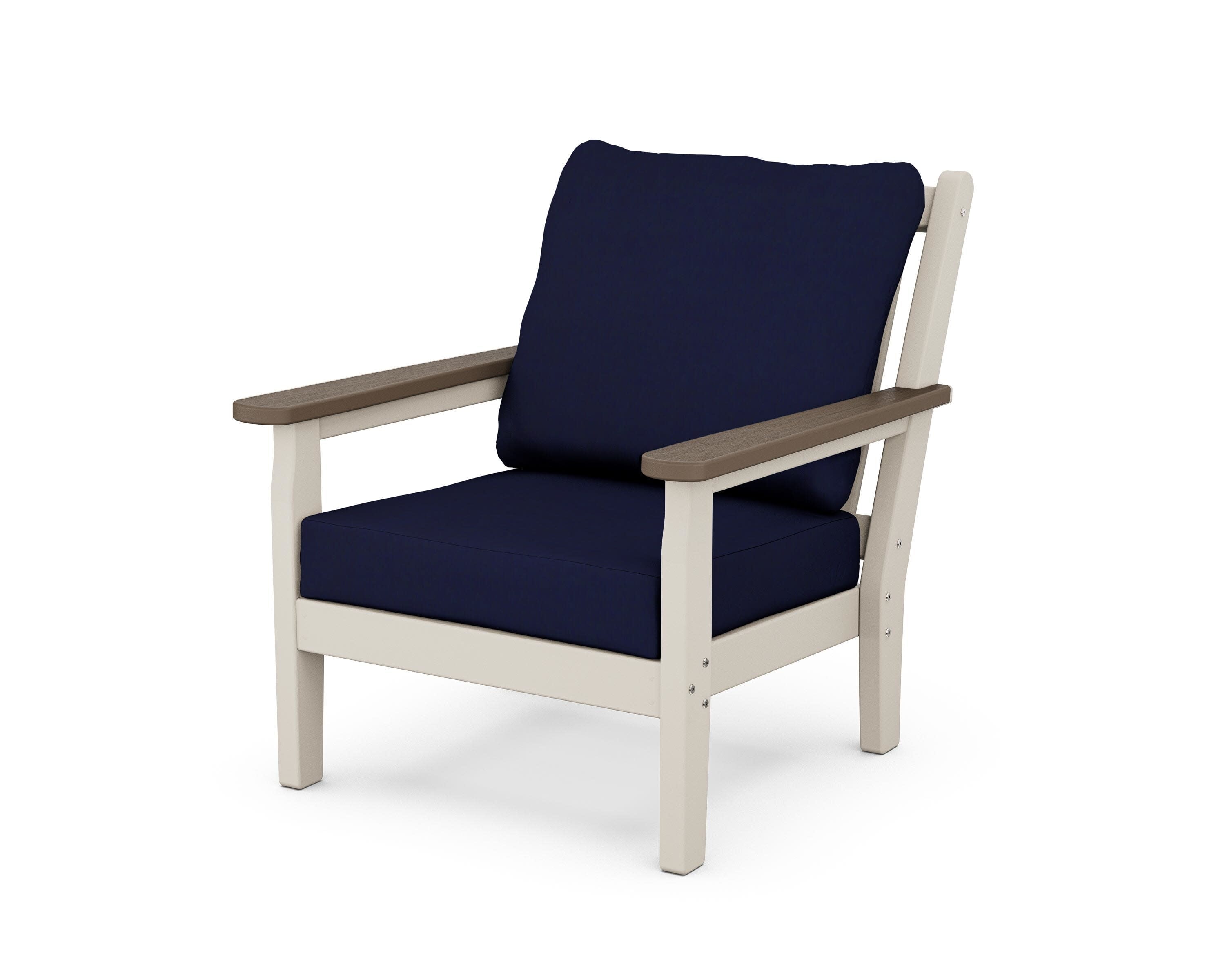 Chippendale Deep Seating Chair in Sand / Kona / Navy