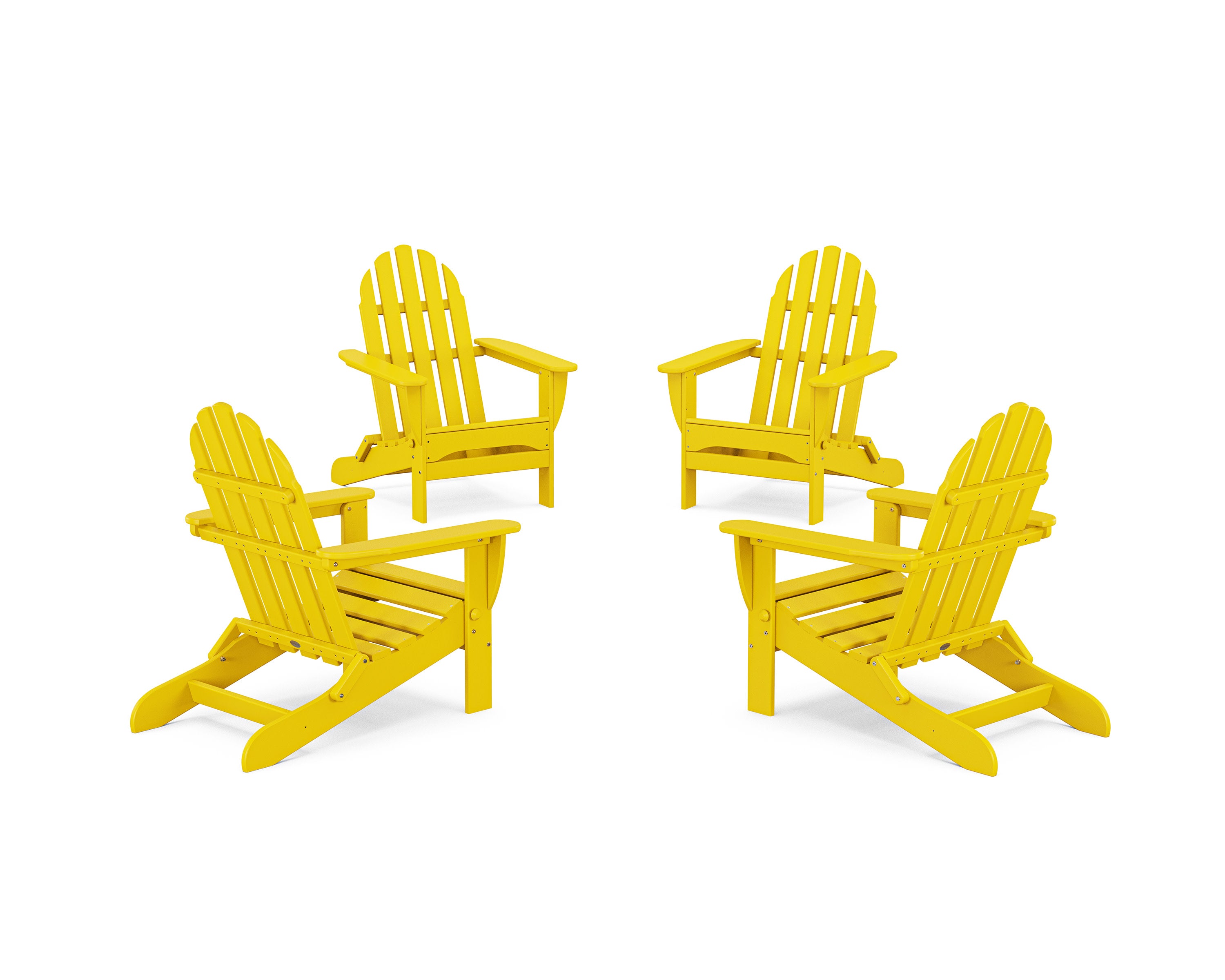 4-Piece Classic Folding Adirondack Conversation Set in Lemon