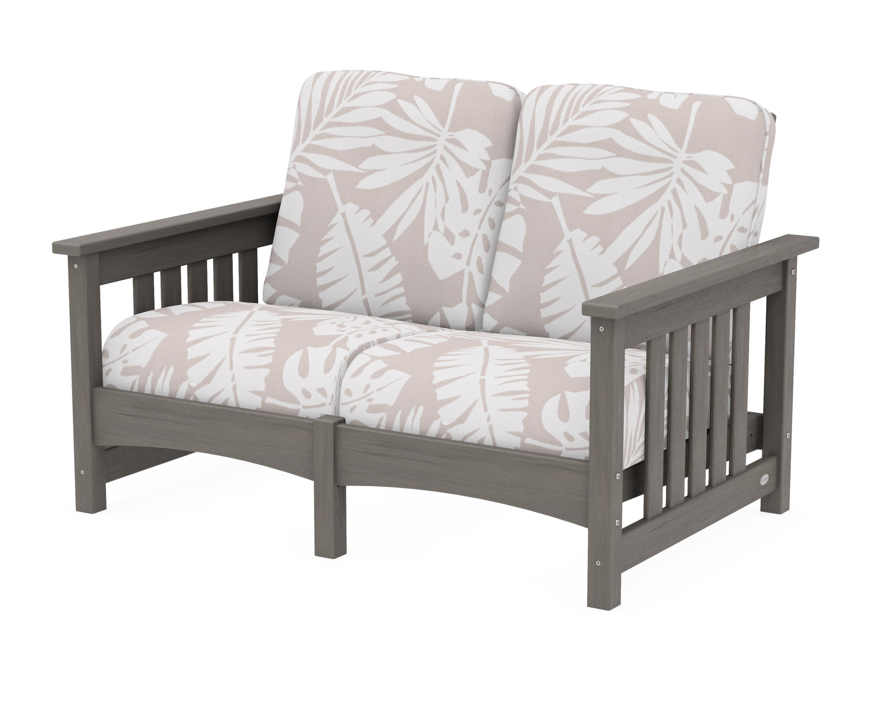 Club Mission Loveseat in Driftwood / Leaf Dune Burlap
