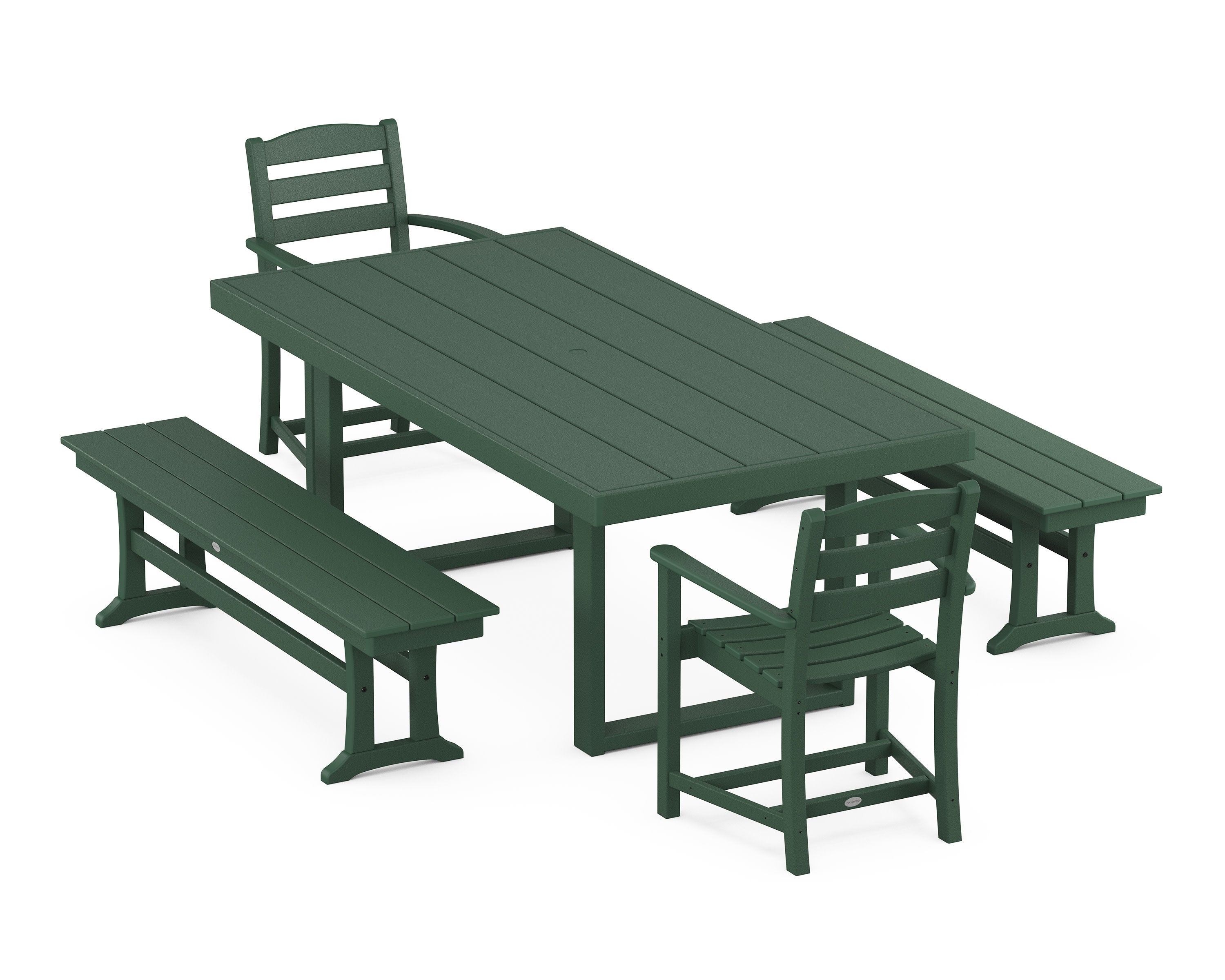 La Casa Caf 5-Piece Dining Set with Benches in Green