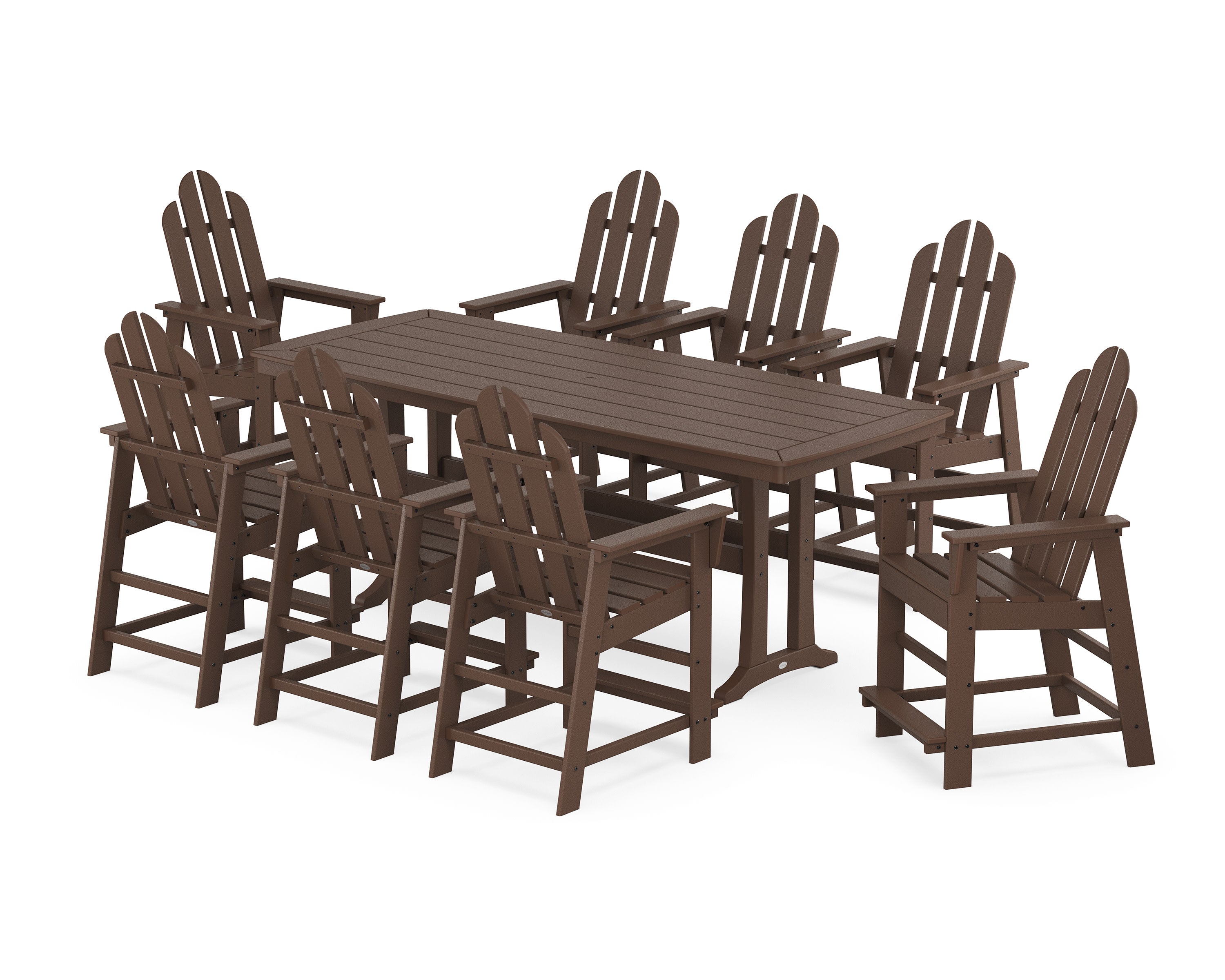 Long Island 9-Piece Counter Set with Trestle Legs in Mahogany