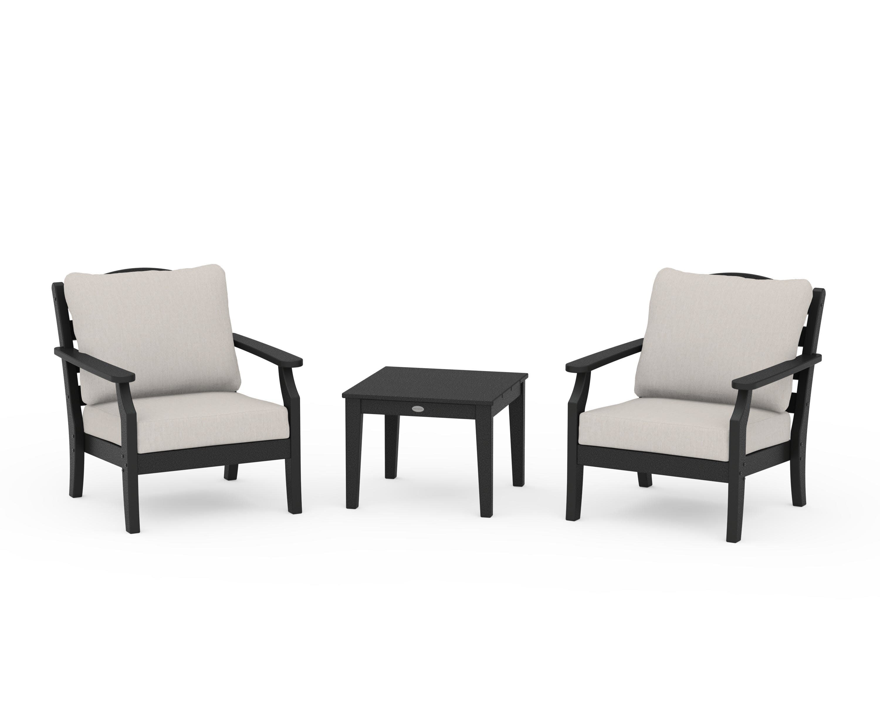 Savannah 3-Piece Deep Seating Set in Black / Cast Ash