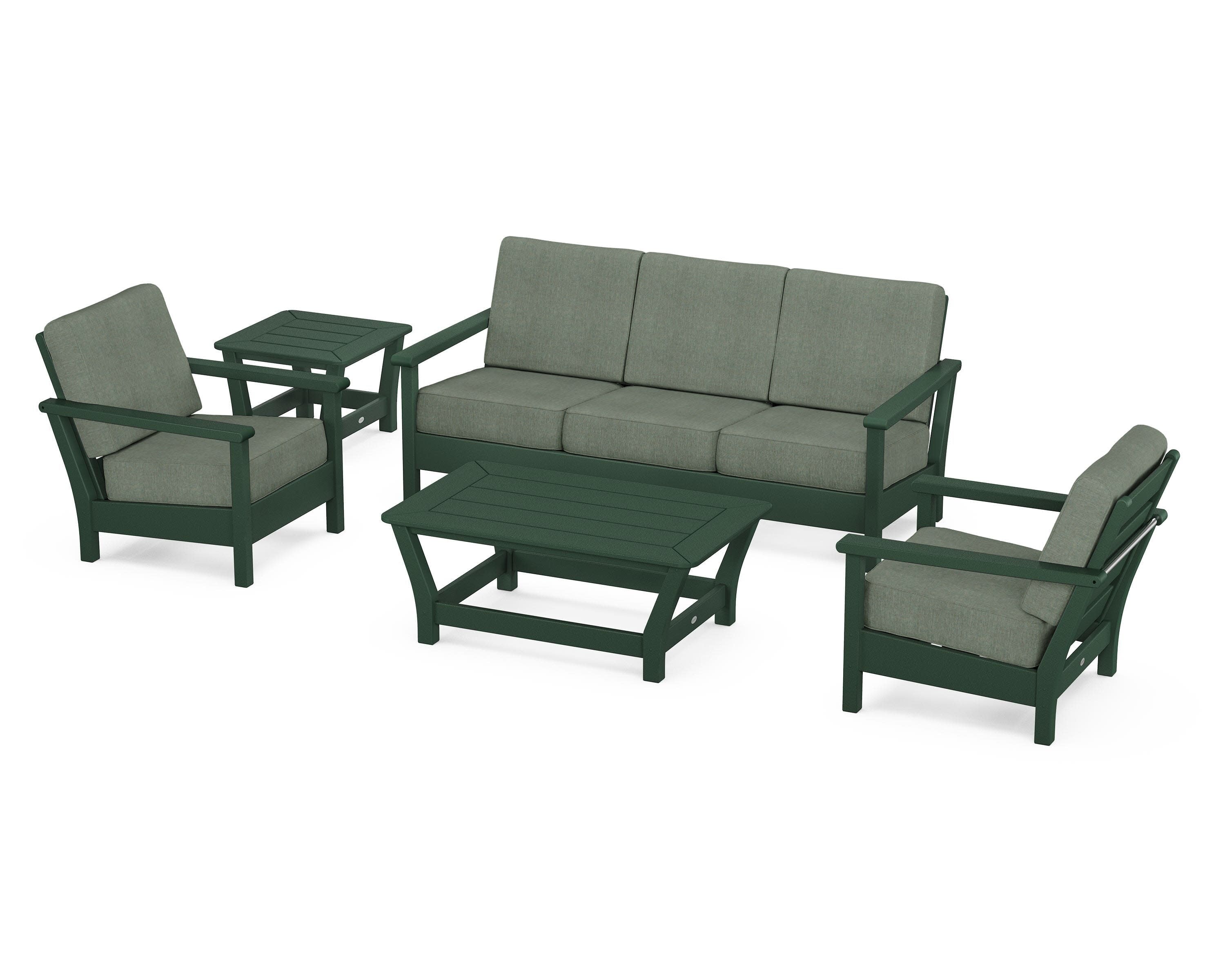 Harbour 5-Piece Deep Seating Set in Green / Cast Sage