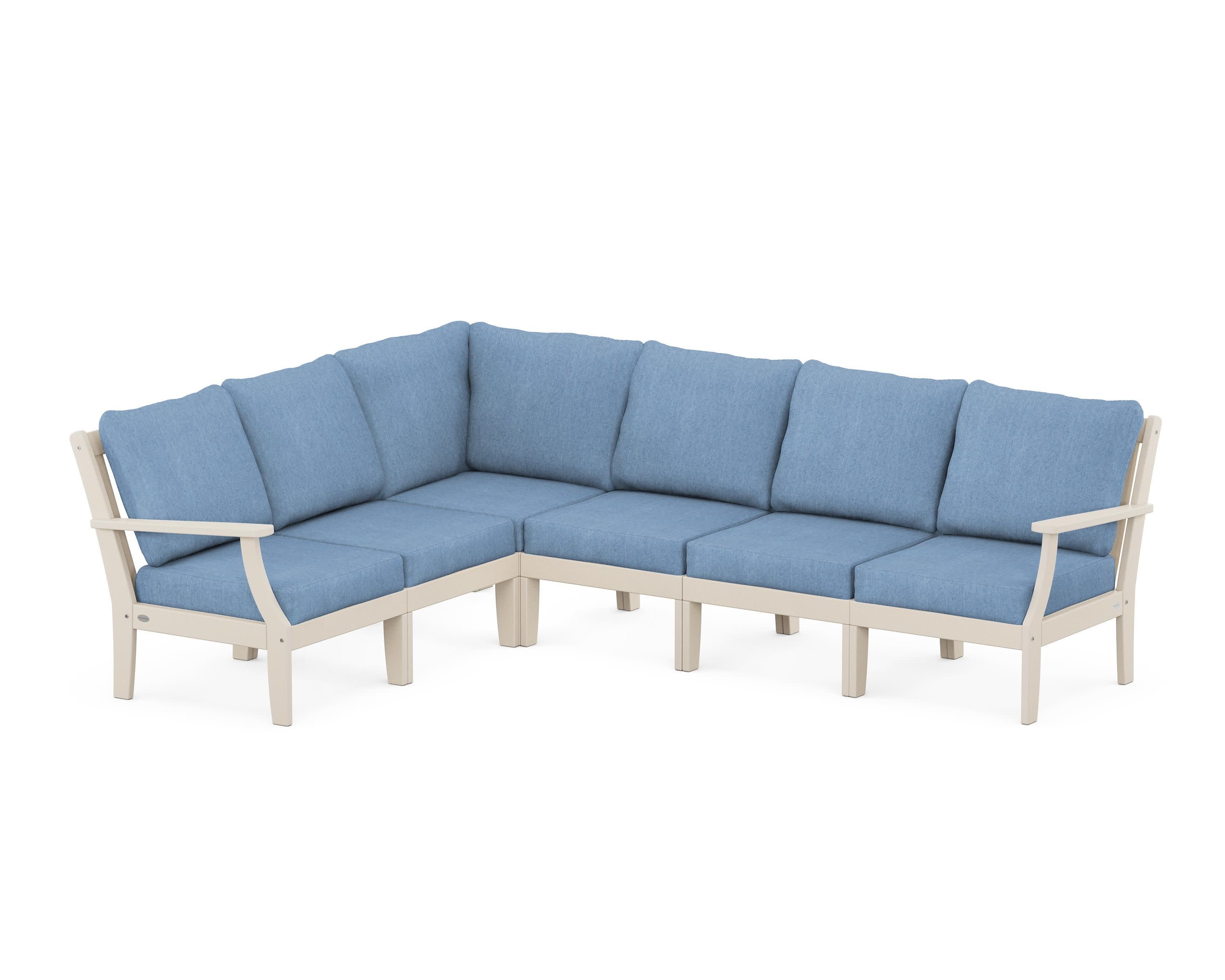 Braxton Modular 6-Piece Deep Seating Set in Sand / Sky Blue