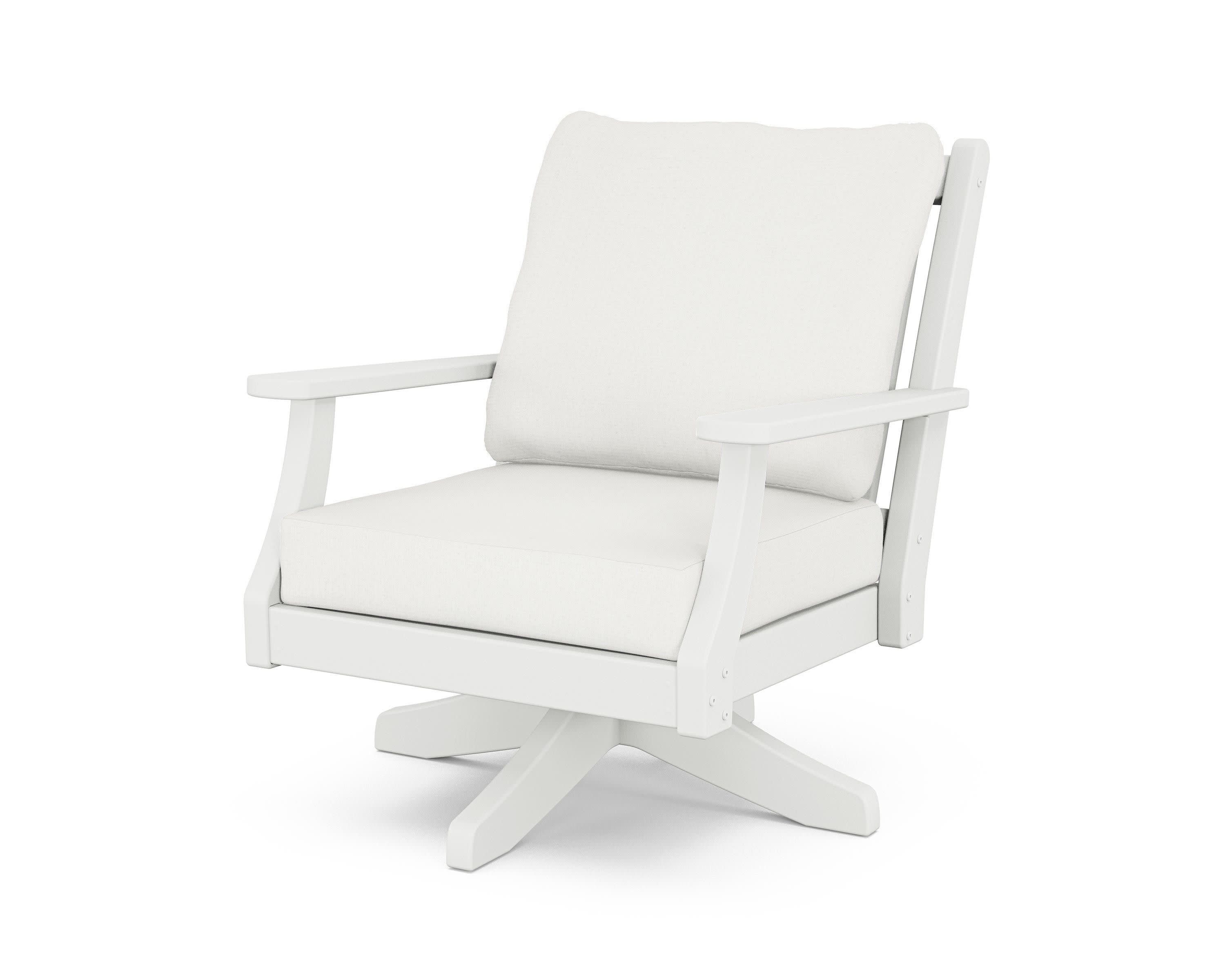 Wovendale Deep Seating Swivel Chair in White / Natural Linen