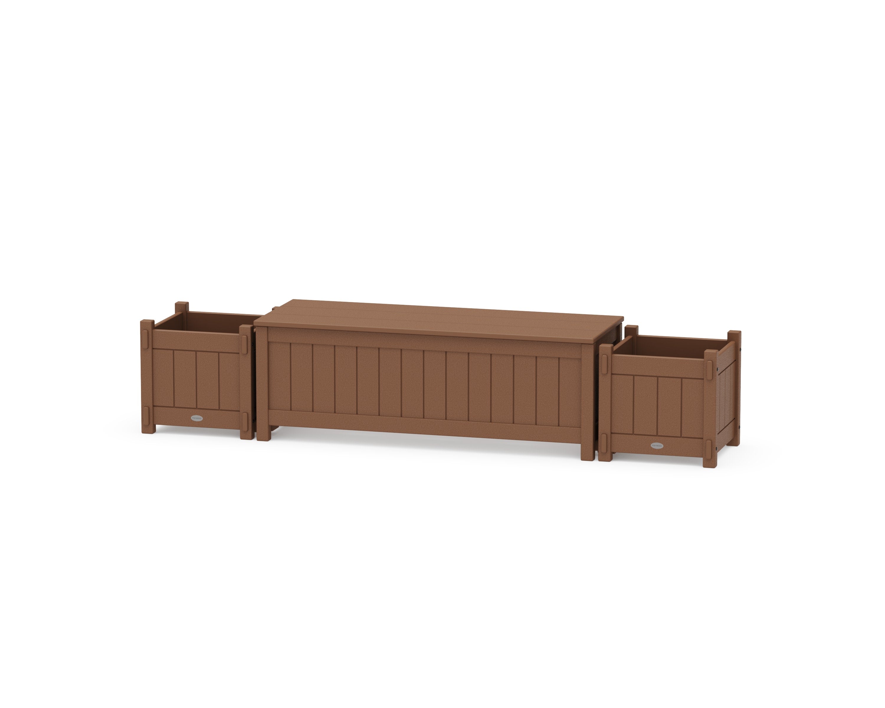 48" Vineyard Straight Planter Storage Bench Set in Teak