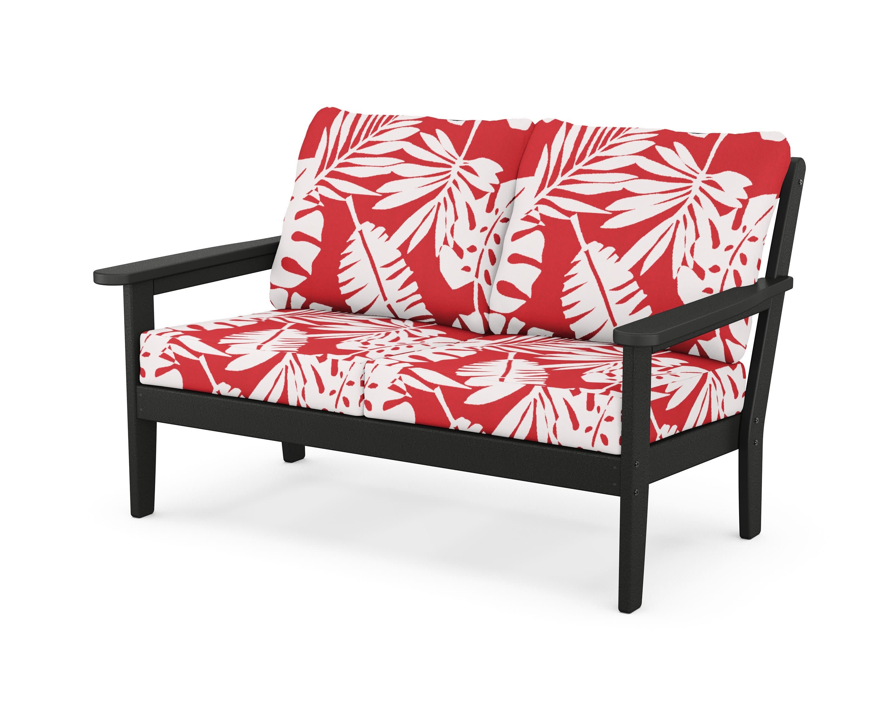 Cottage Deep Seating Loveseat in Black / Leaf Crimson