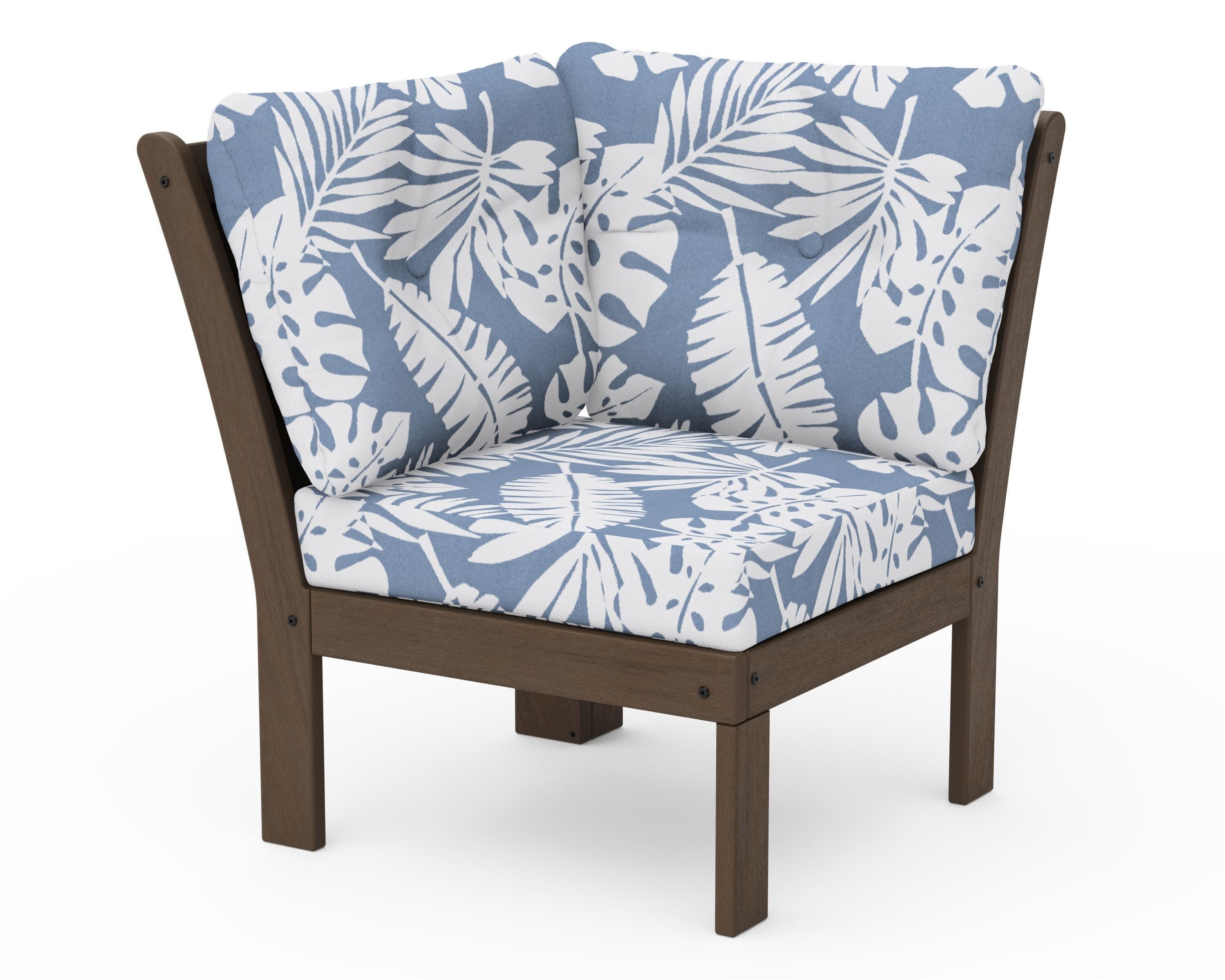 Vineyard Modular Corner Chair in Kona / Leaf Sky Blue