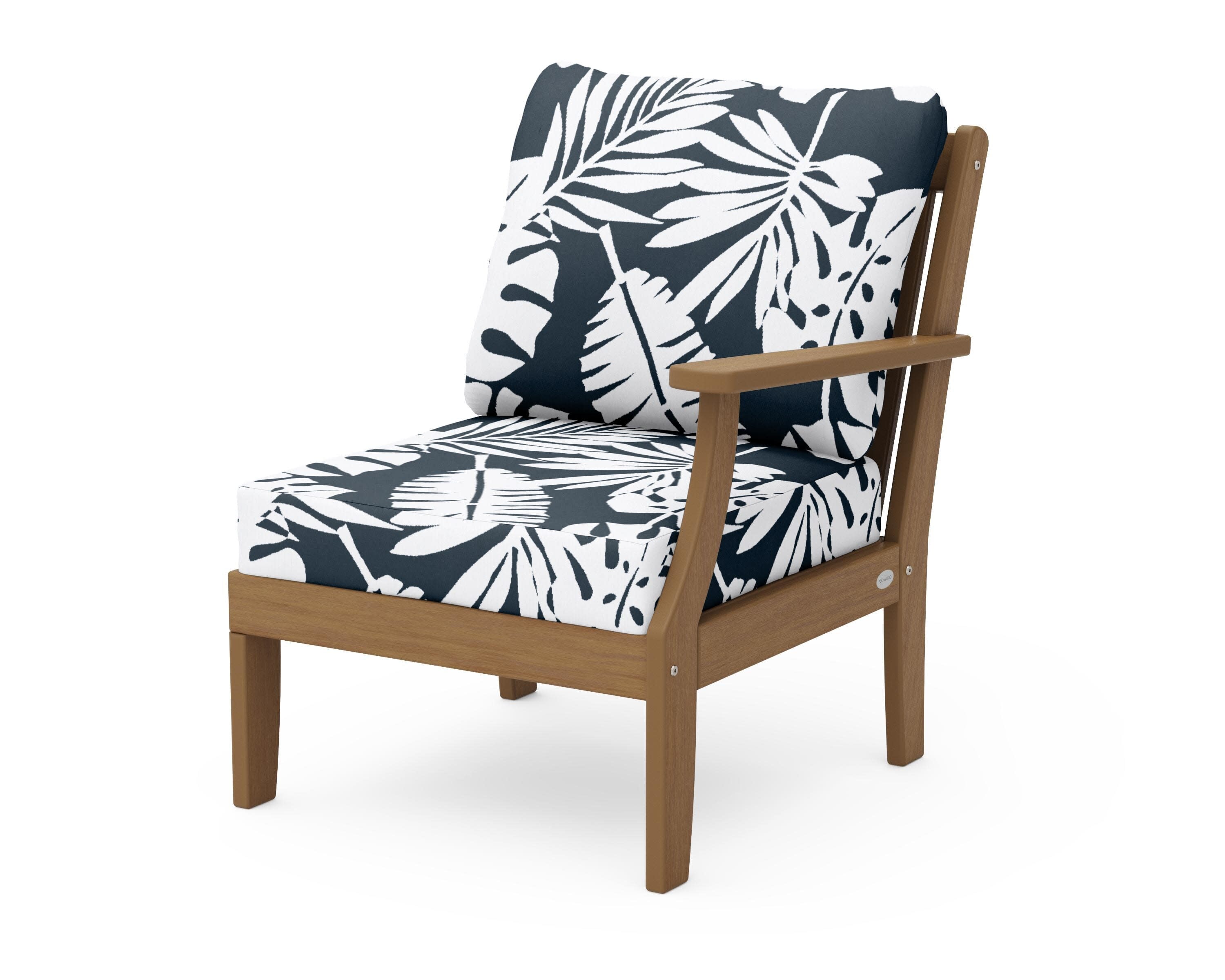 Braxton Modular Right Arm Chair in Natural / Leaf Marine Indigo