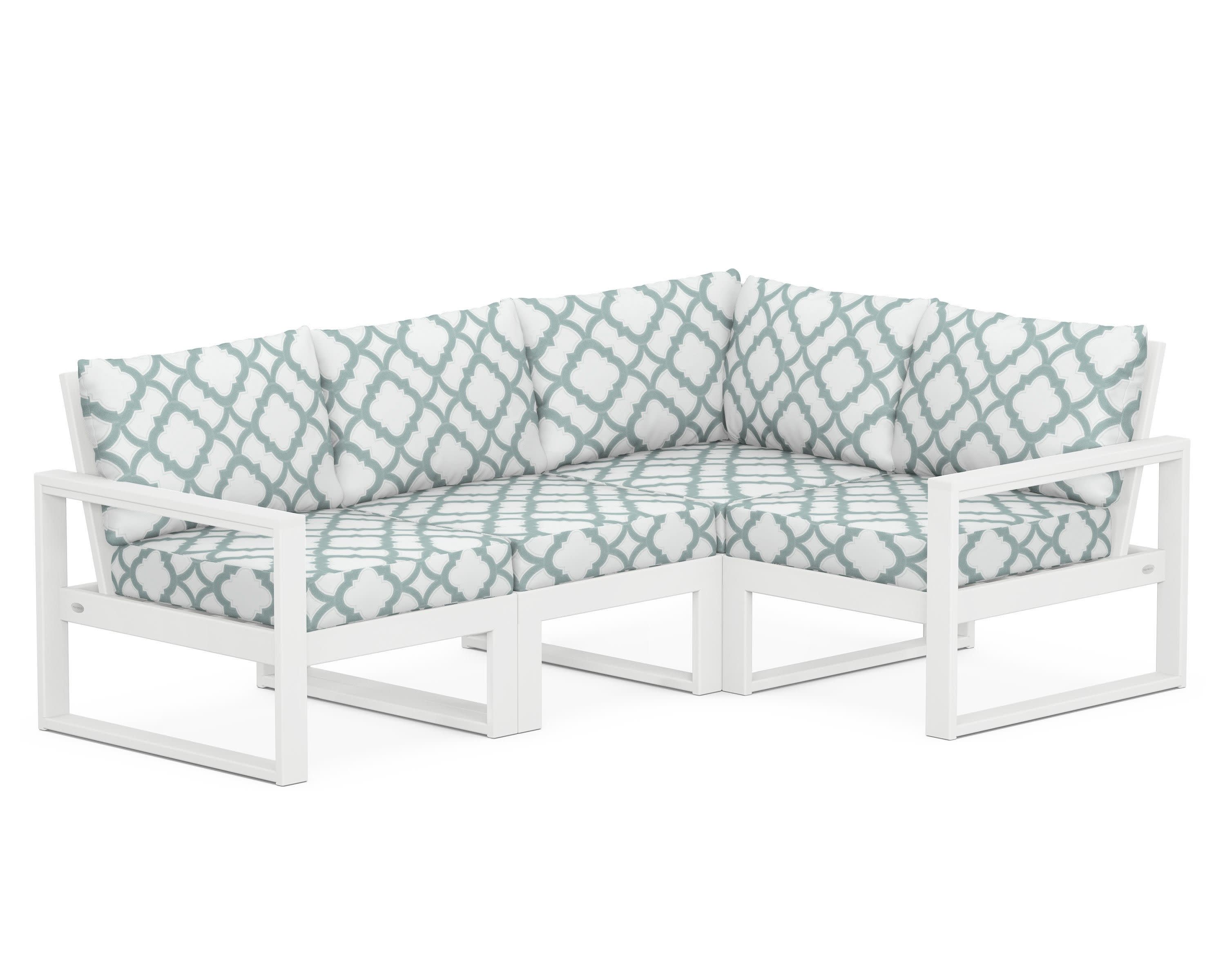 EDGE 4-Piece Modular Deep Seating Set in White / Trellis Glacier Spa