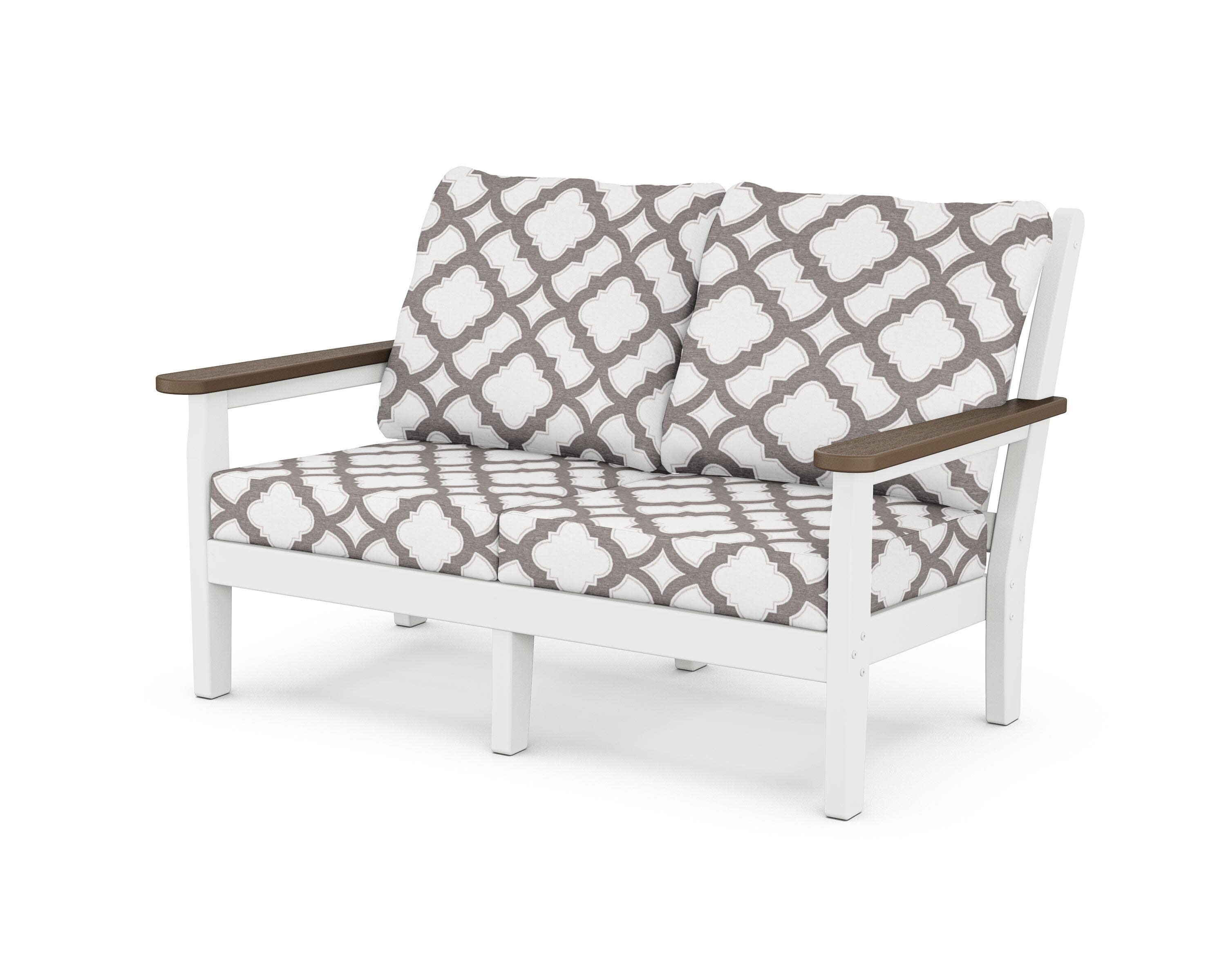 Chippendale Deep Seating Loveseat in White / Kona / Trellis Grey Mist