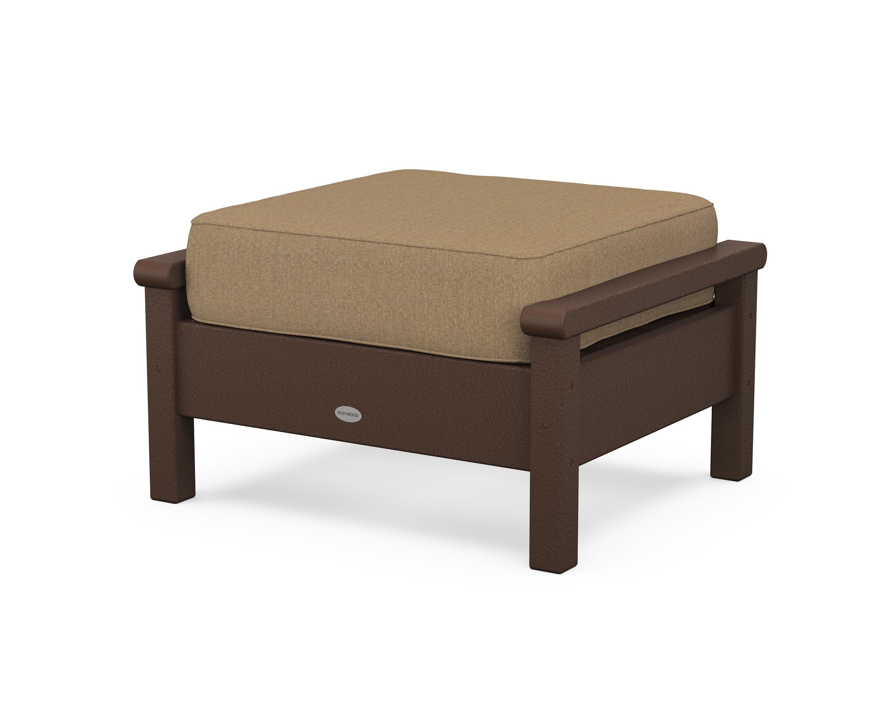 Harbour Deep Seating Ottoman in Mahogany / Sesame