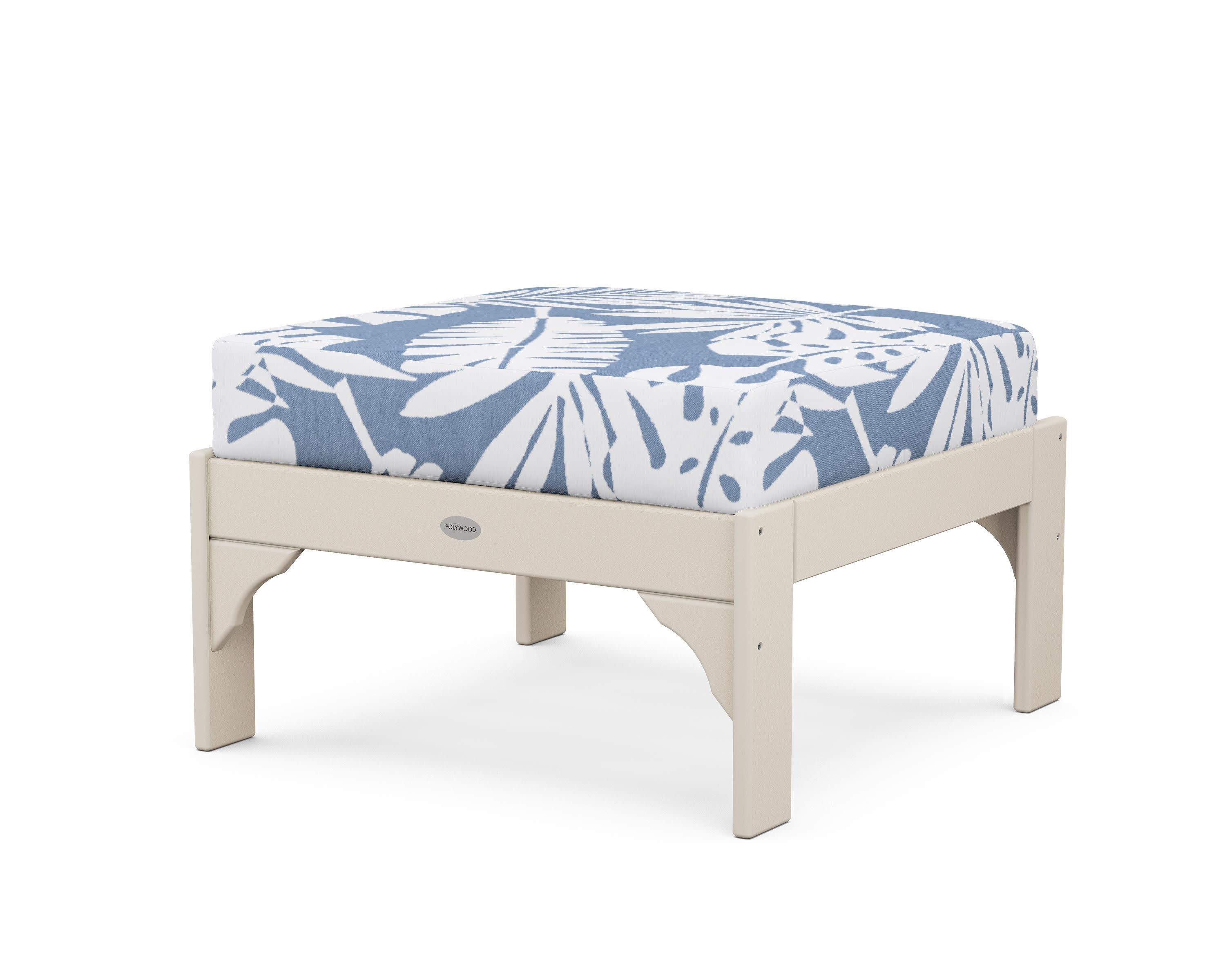 Vineyard Deep Seating Ottoman in Sand / Leaf Sky Blue