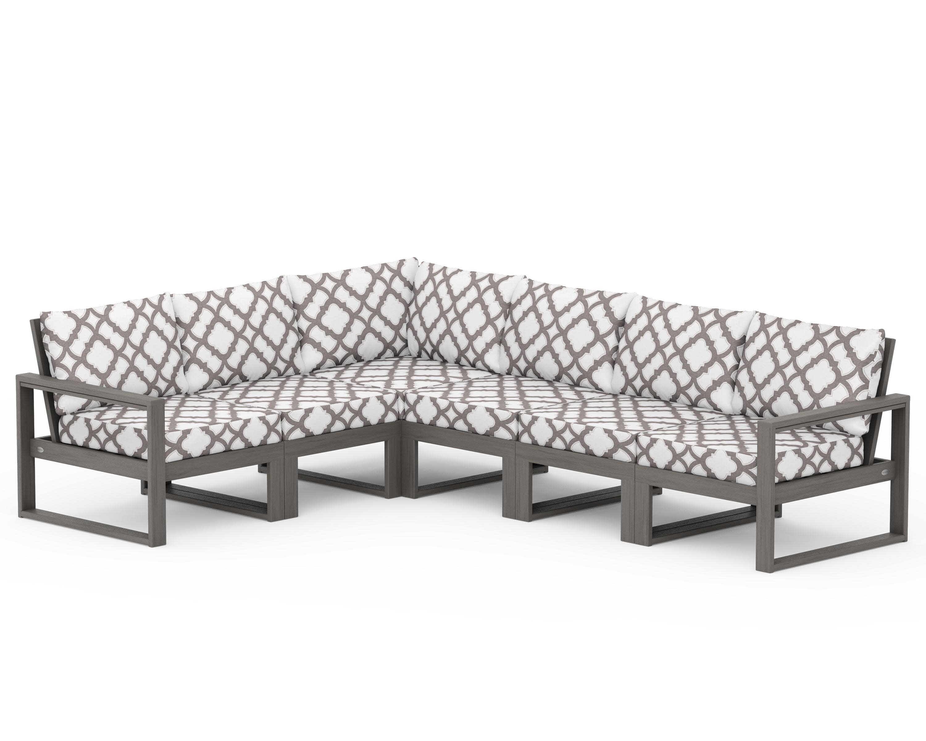EDGE 6-Piece Modular Deep Seating Set in Driftwood / Trellis Grey Mist