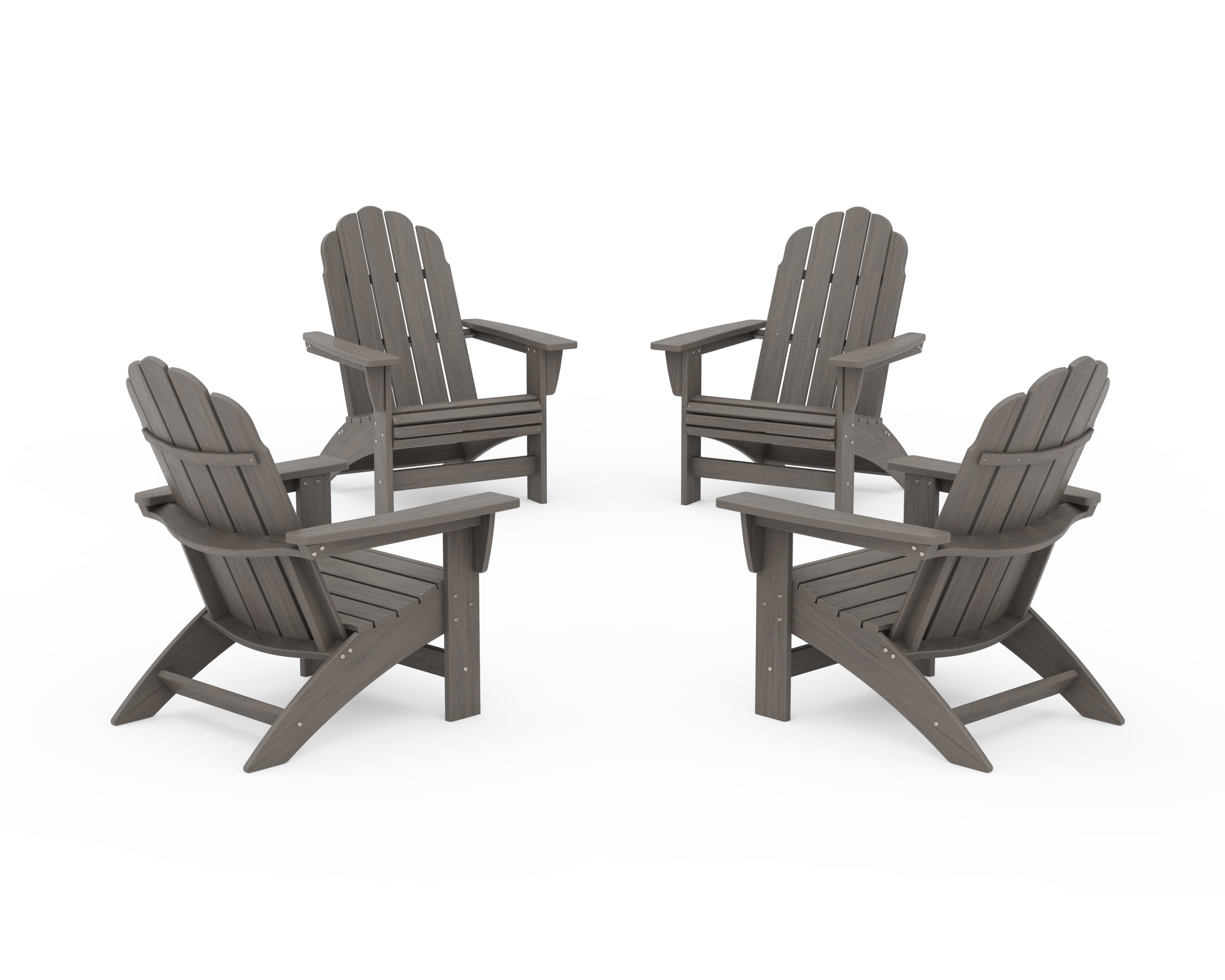 4-Piece Vineyard Grand Adirondack Chair Conversation Set in Driftwood