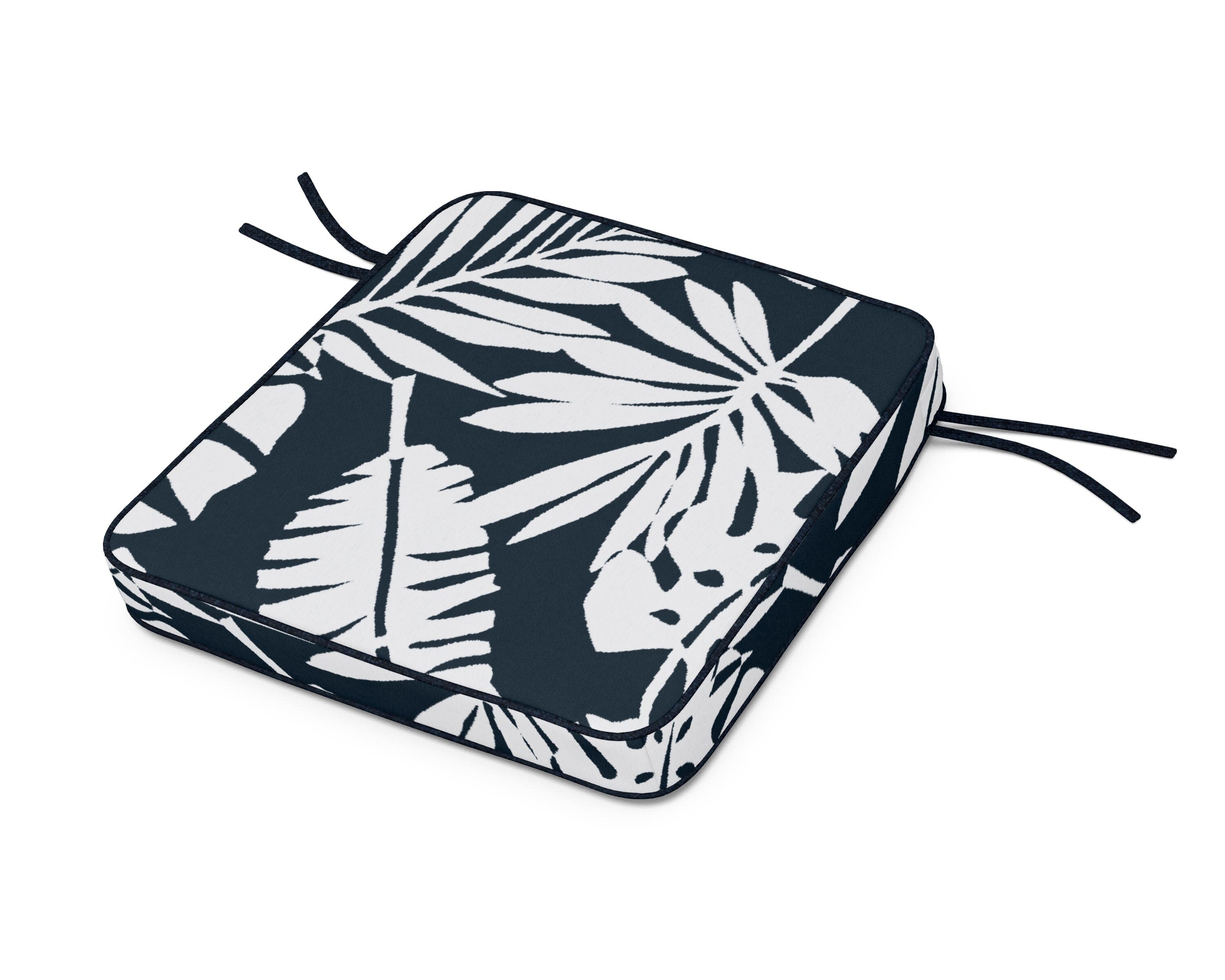 Acadia Dining Arm Seat Cushion in Leaf Marine Indigo