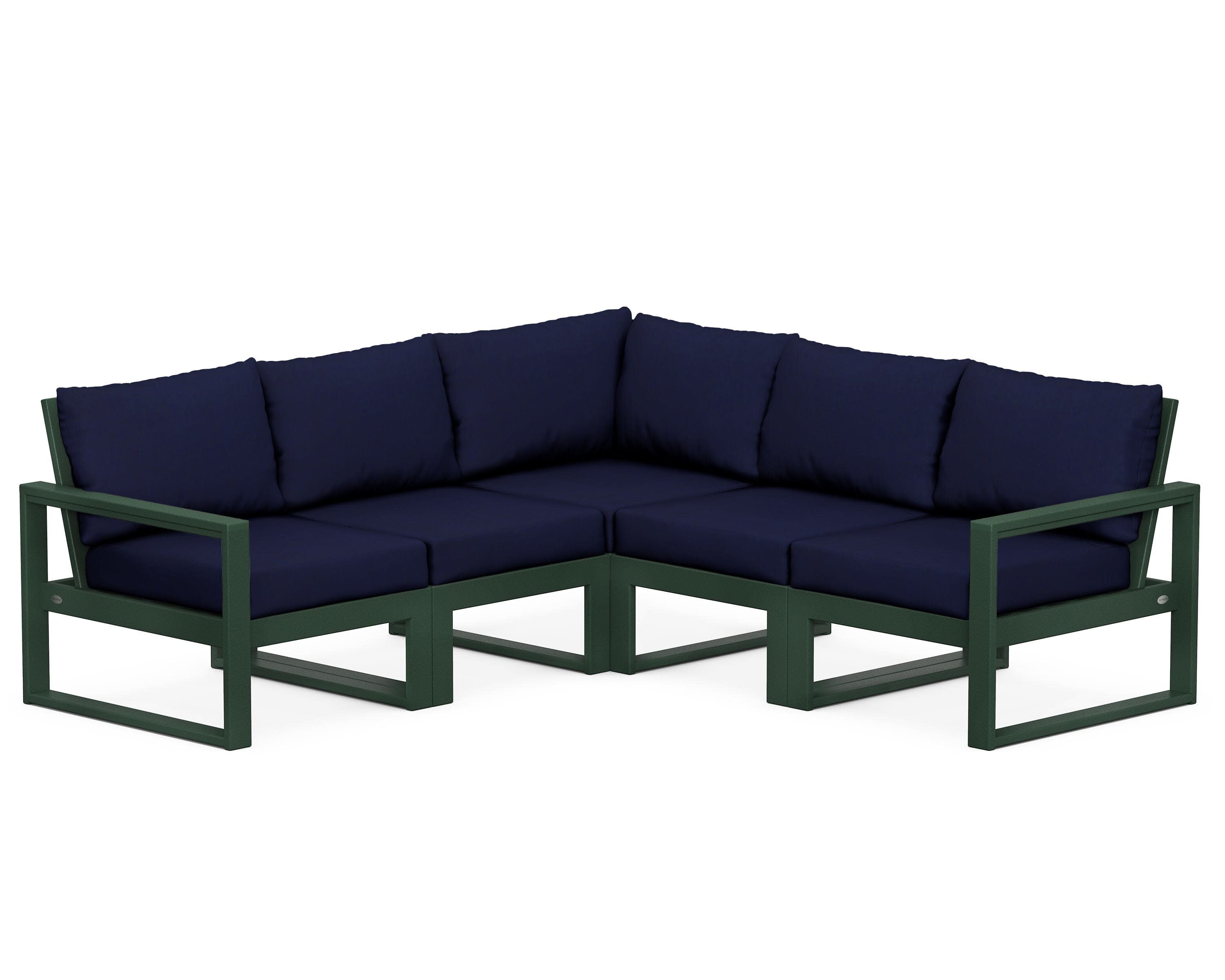 EDGE 5-Piece Modular Deep Seating Set in Green / Navy
