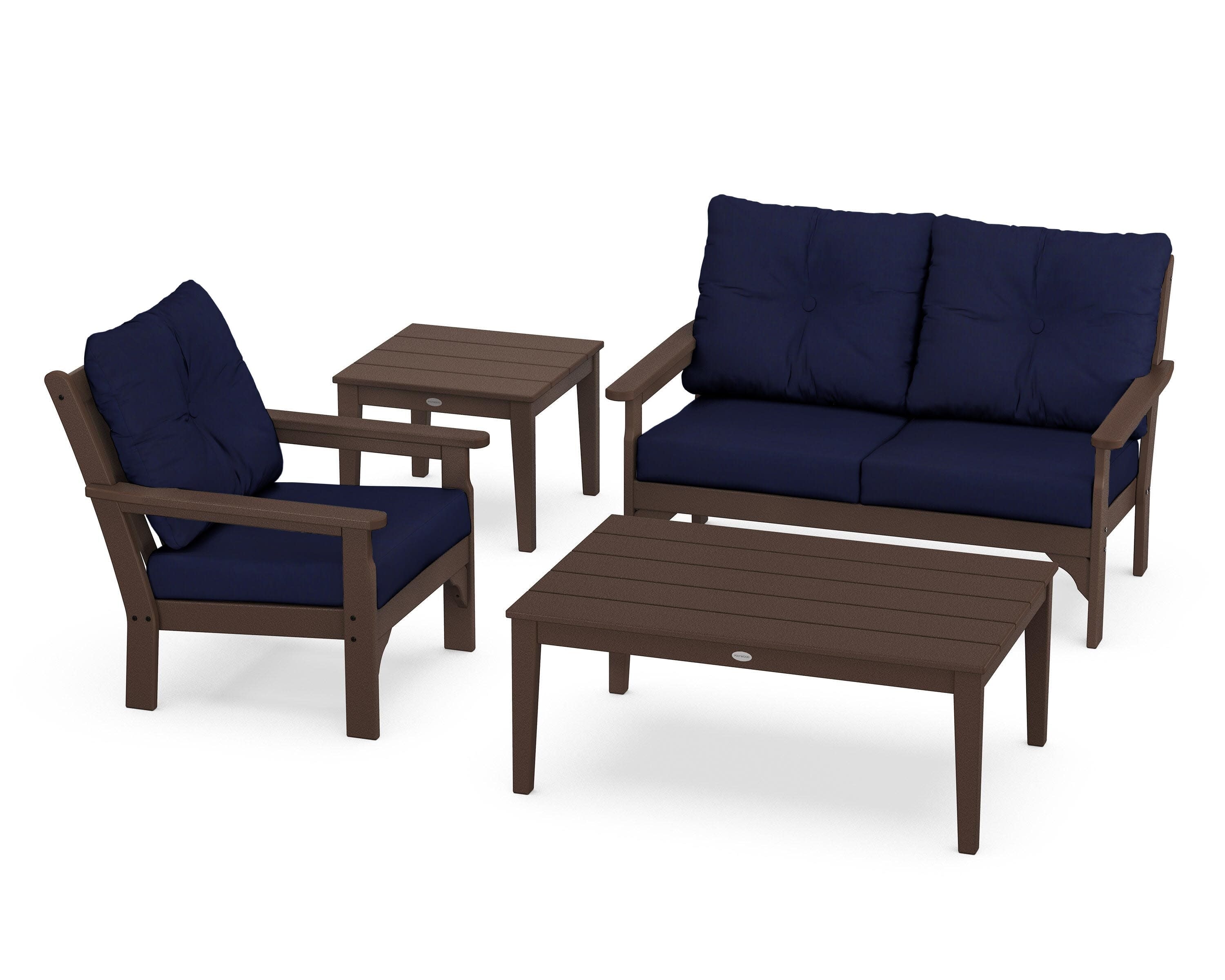 Vineyard 4-Piece Deep Seating Set in Mahogany / Navy