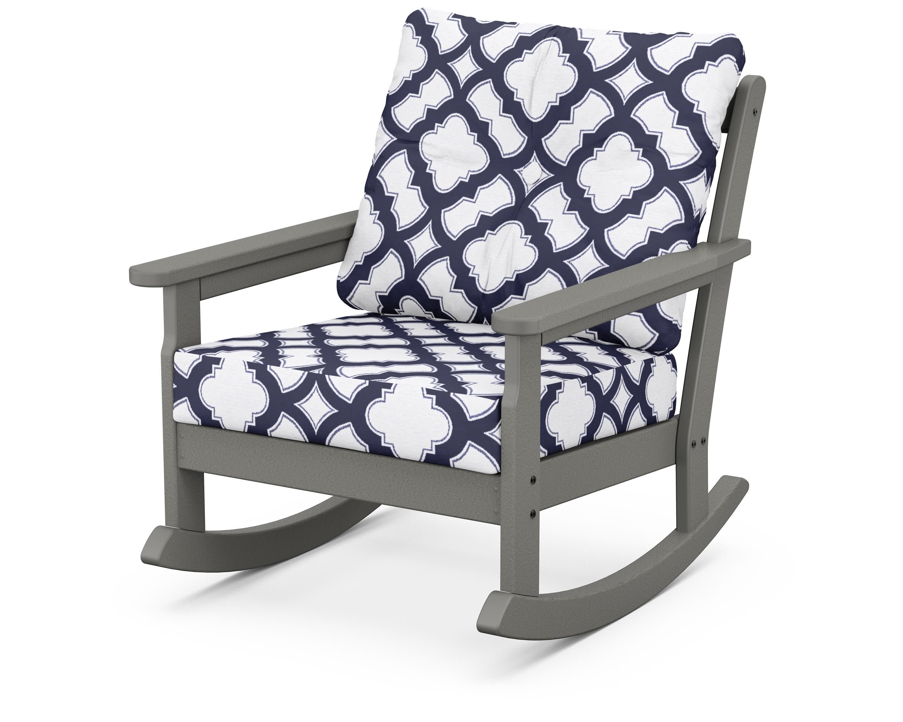 Vineyard Deep Seating Rocking Chair in Slate Grey / Trellis Navy