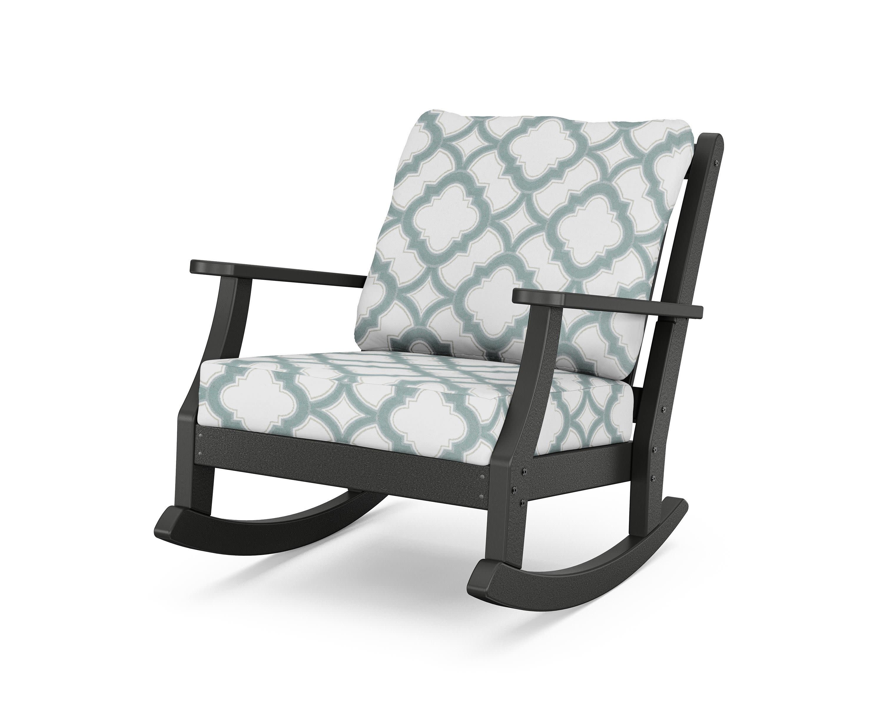 Wovendale Deep Seating Rocking Chair in Black / Trellis Glacier Spa