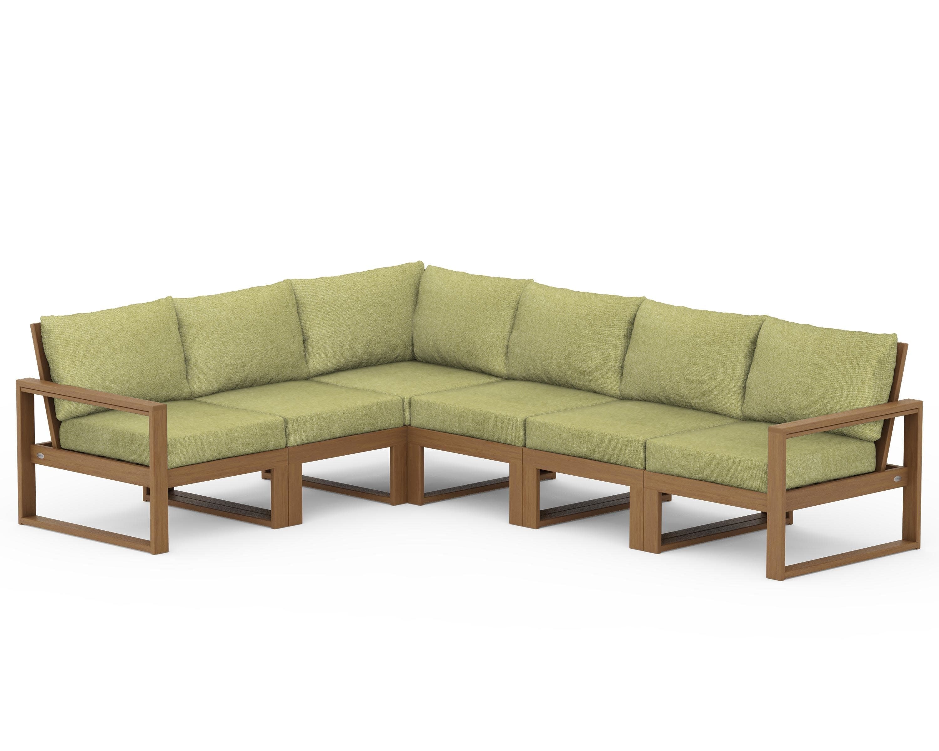EDGE 6-Piece Modular Deep Seating Set in Natural / Chartreuse Boucle