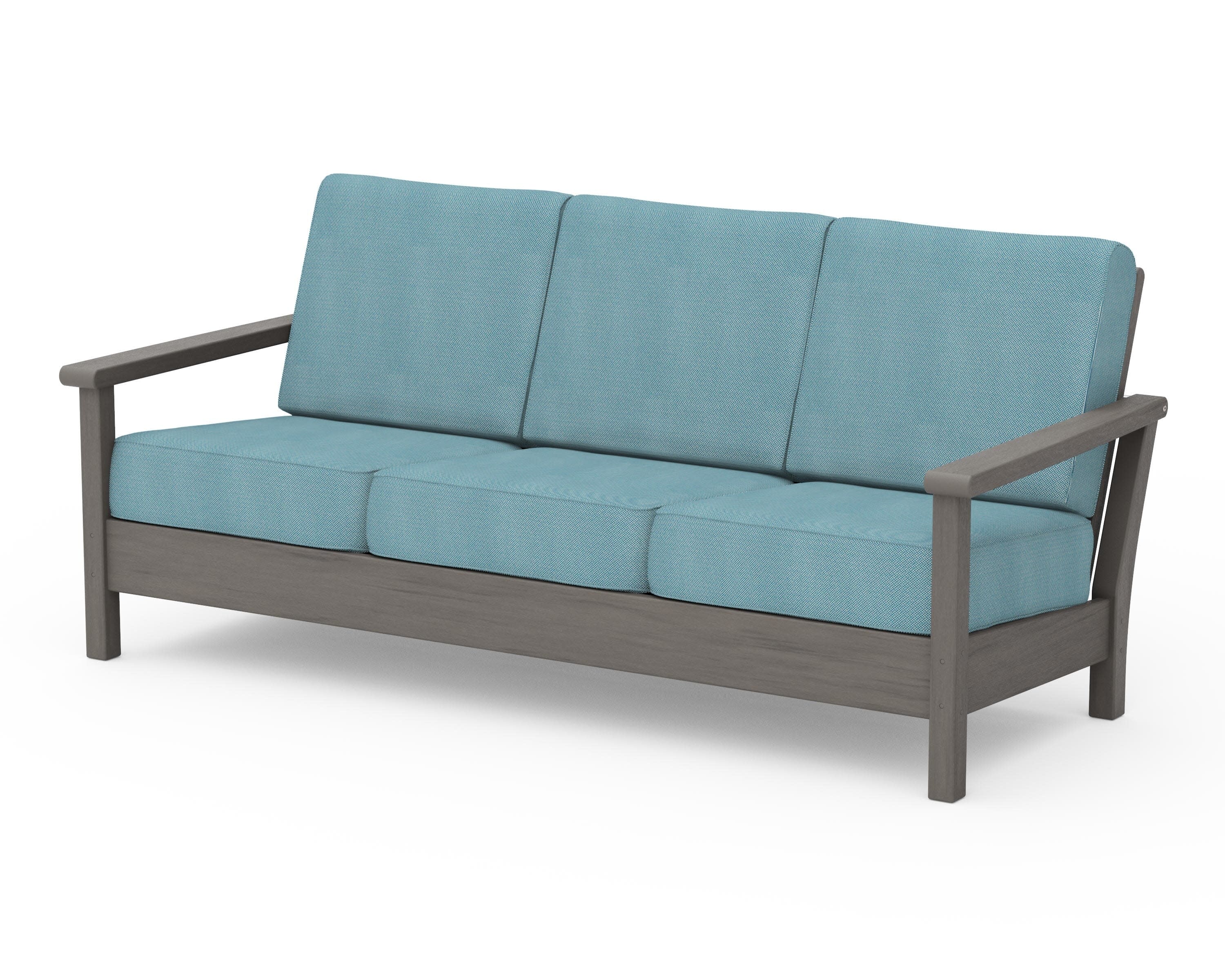 Harbour Deep Seating Sofa in Driftwood / Lattice Sky Blue