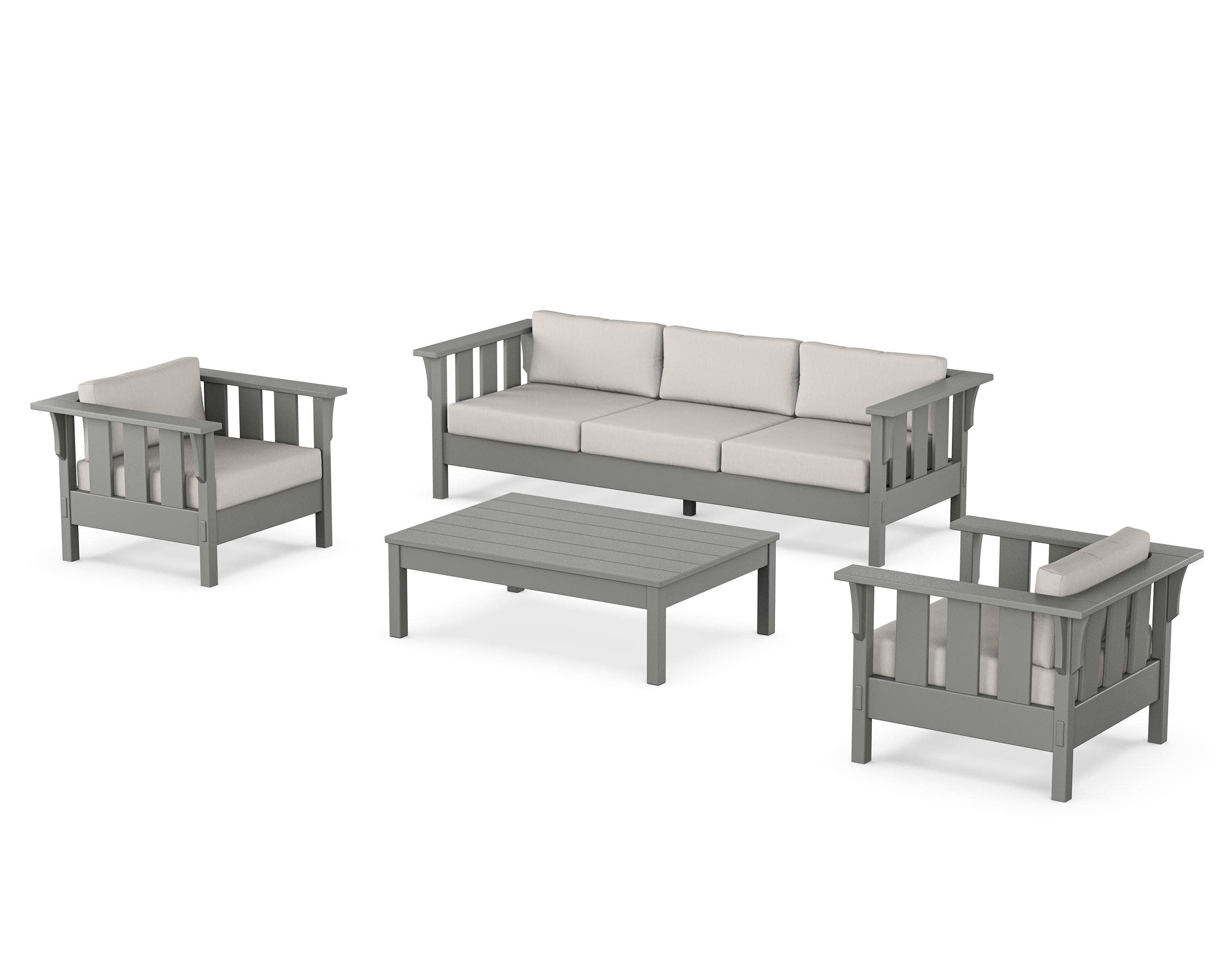 Acadia 4-Piece Deep Seating Set with Sofa in Slate Grey / Cast Ash