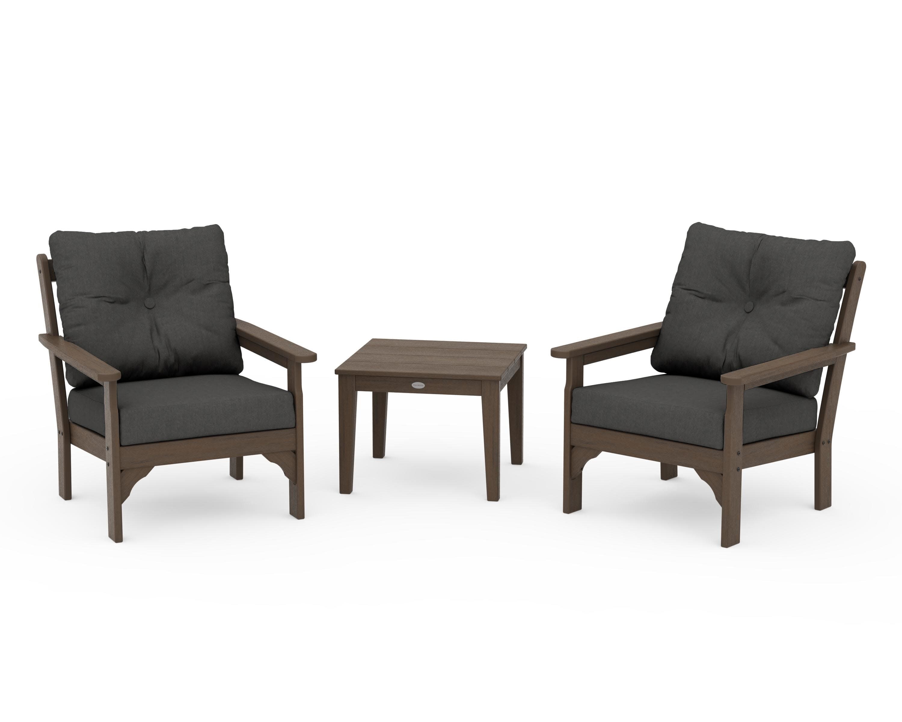 Vineyard 3-Piece Deep Seating Set in Kona / Spectrum Carbon