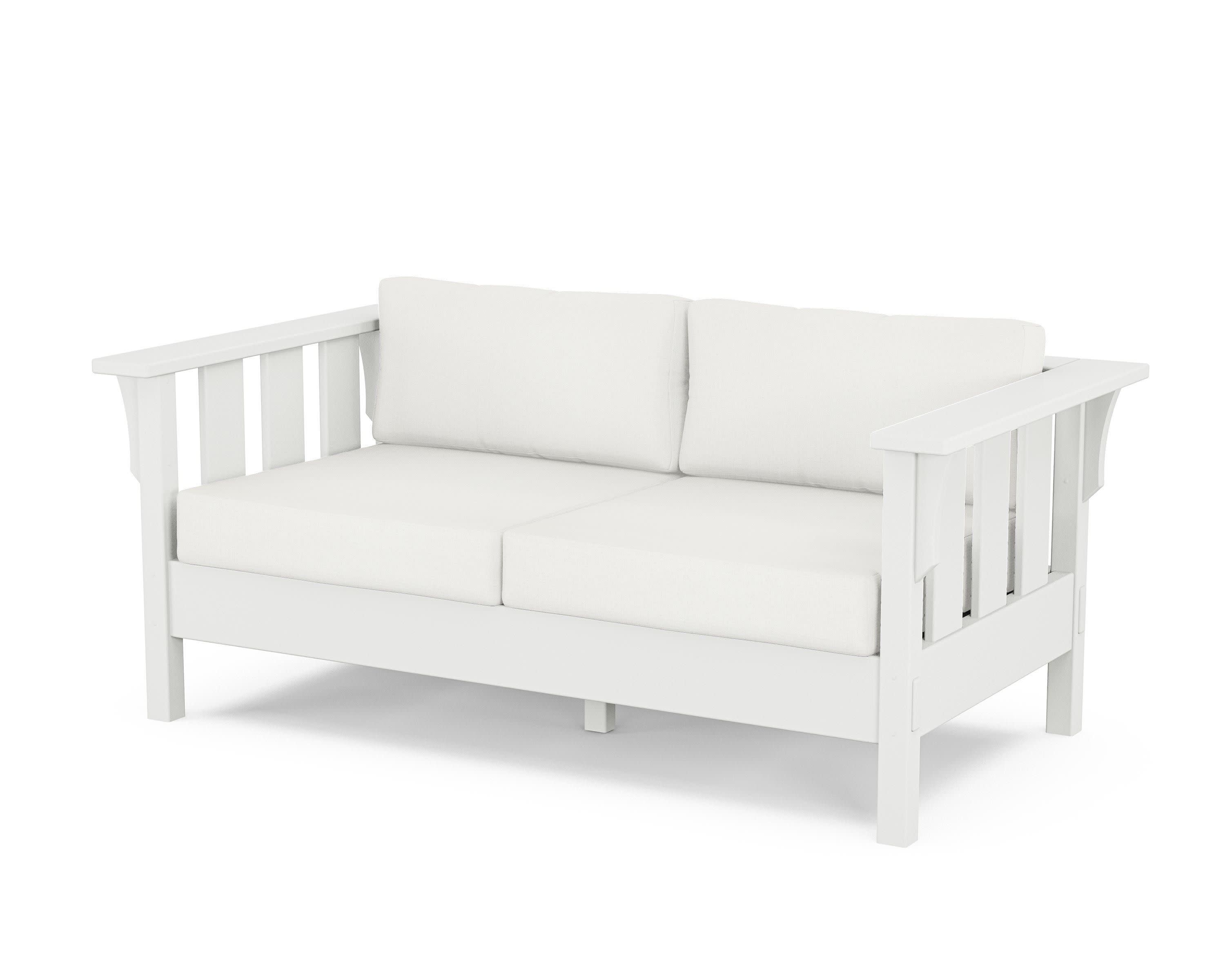 Acadia Deep Seating Loveseat in White / Natural Linen