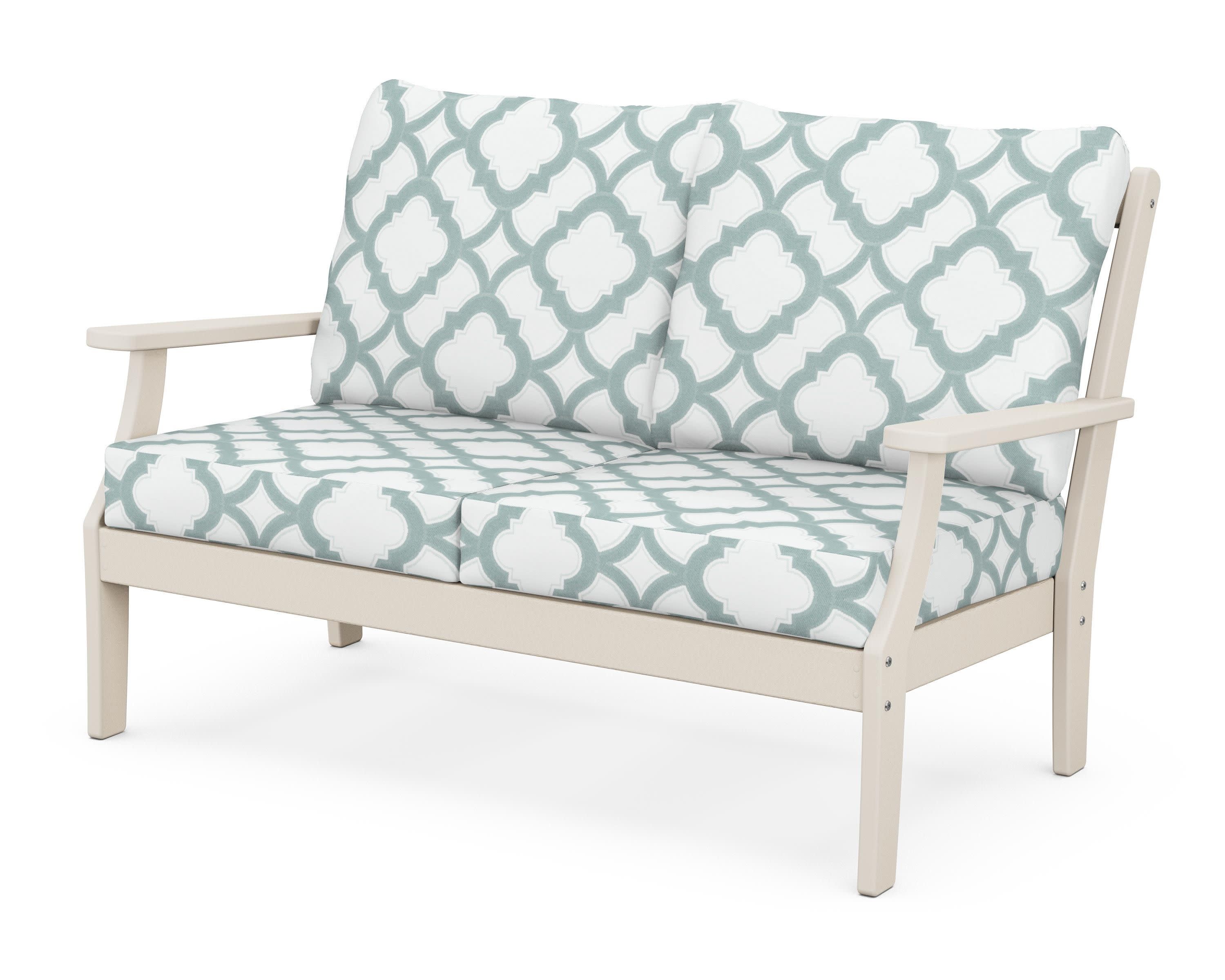 Braxton Deep Seating Loveseat in Sand / Trellis Glacier Spa