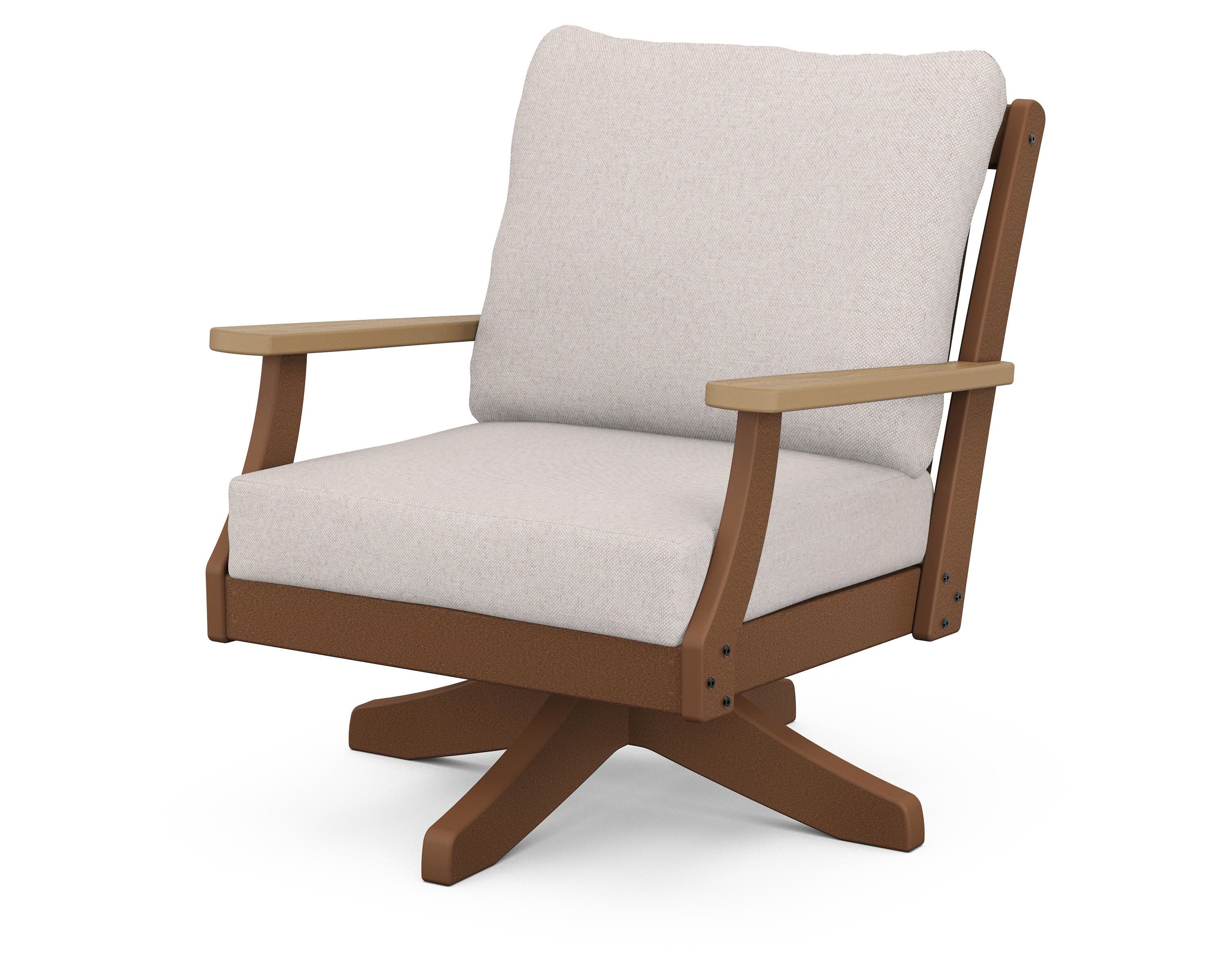 Braxton Deep Seating Swivel Chair in Teak / Natural / Dune Burlap