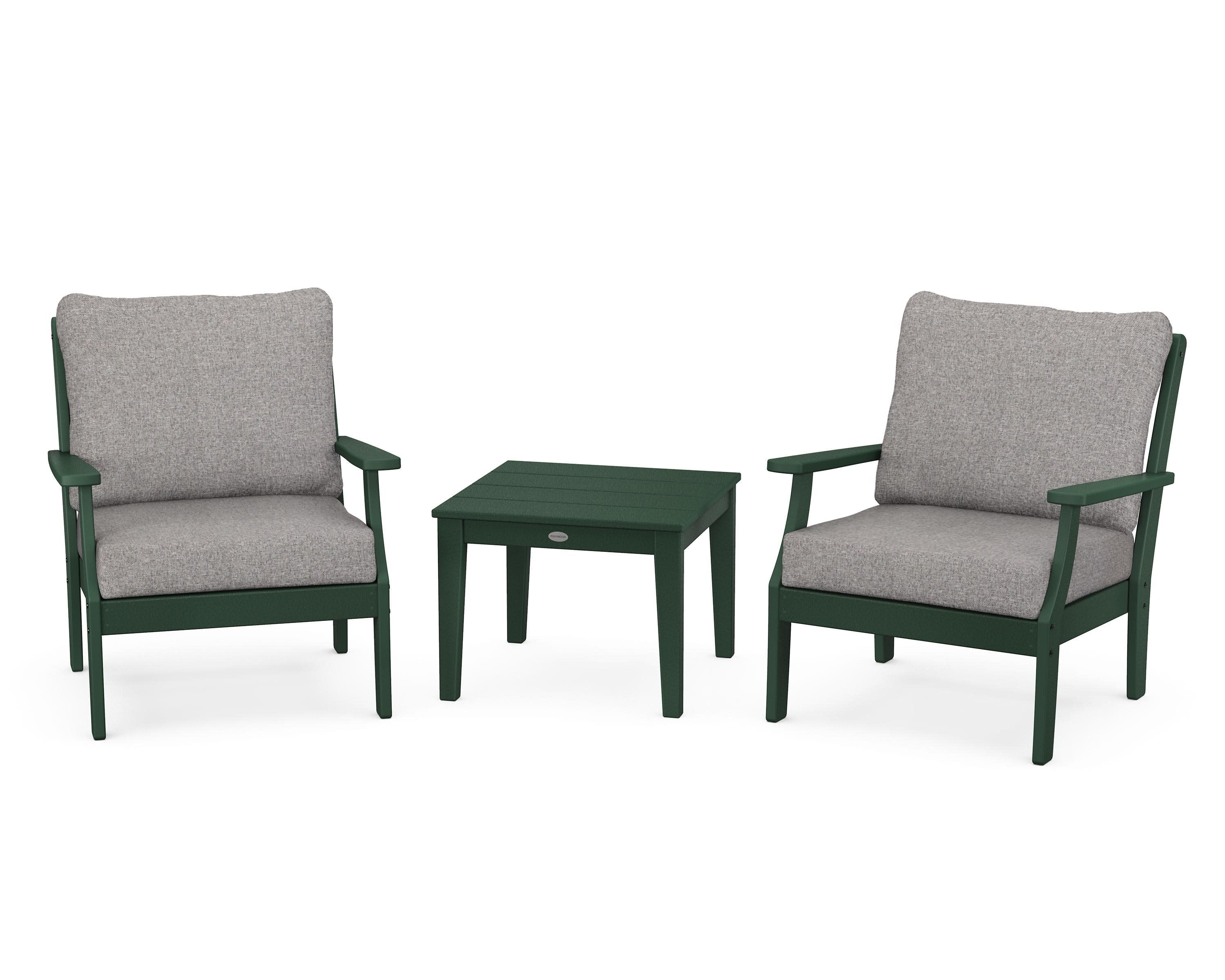 Braxton 3-Piece Deep Seating Set in Green / Grey Mist