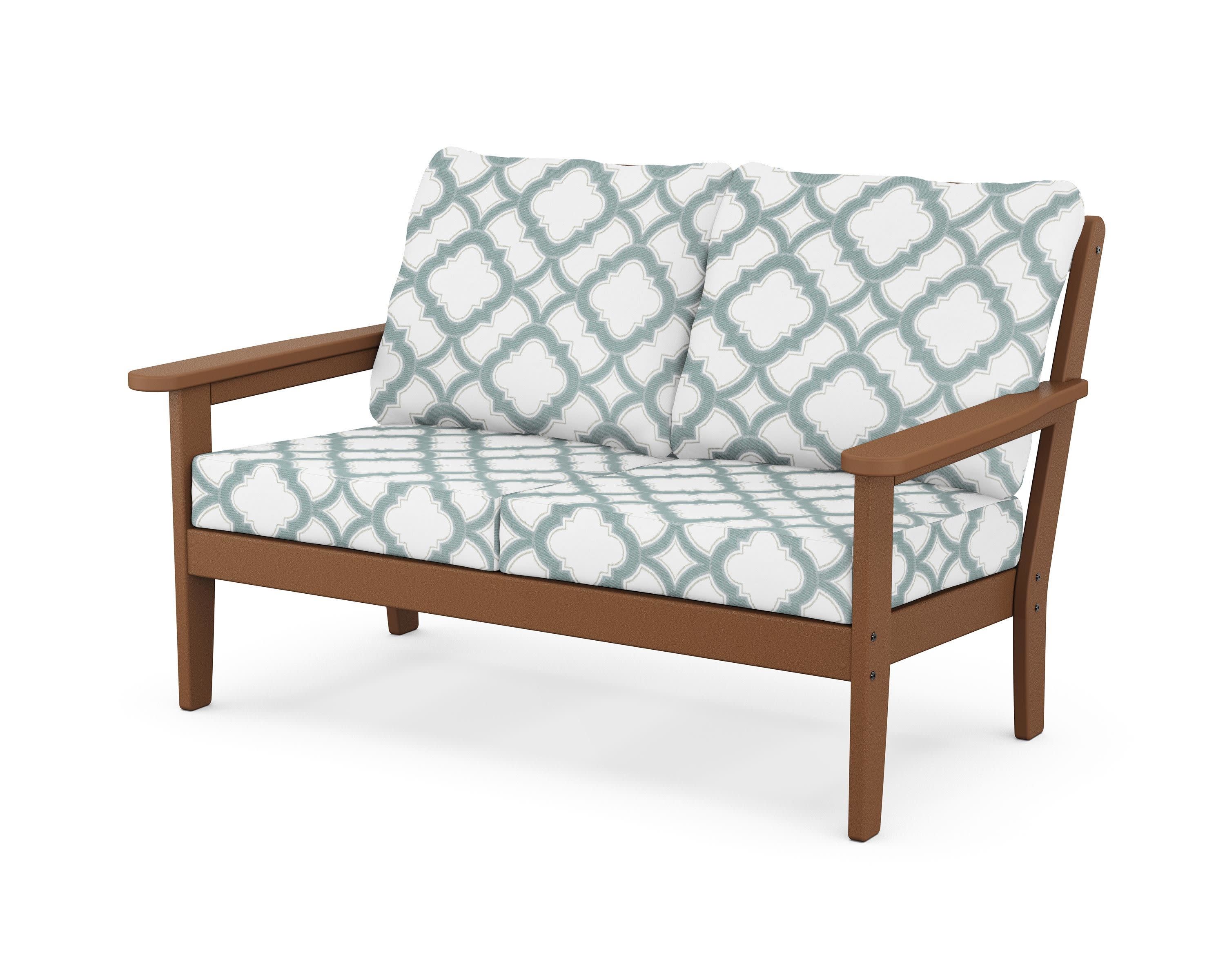 Cottage Deep Seating Loveseat in Teak / Trellis Glacier Spa