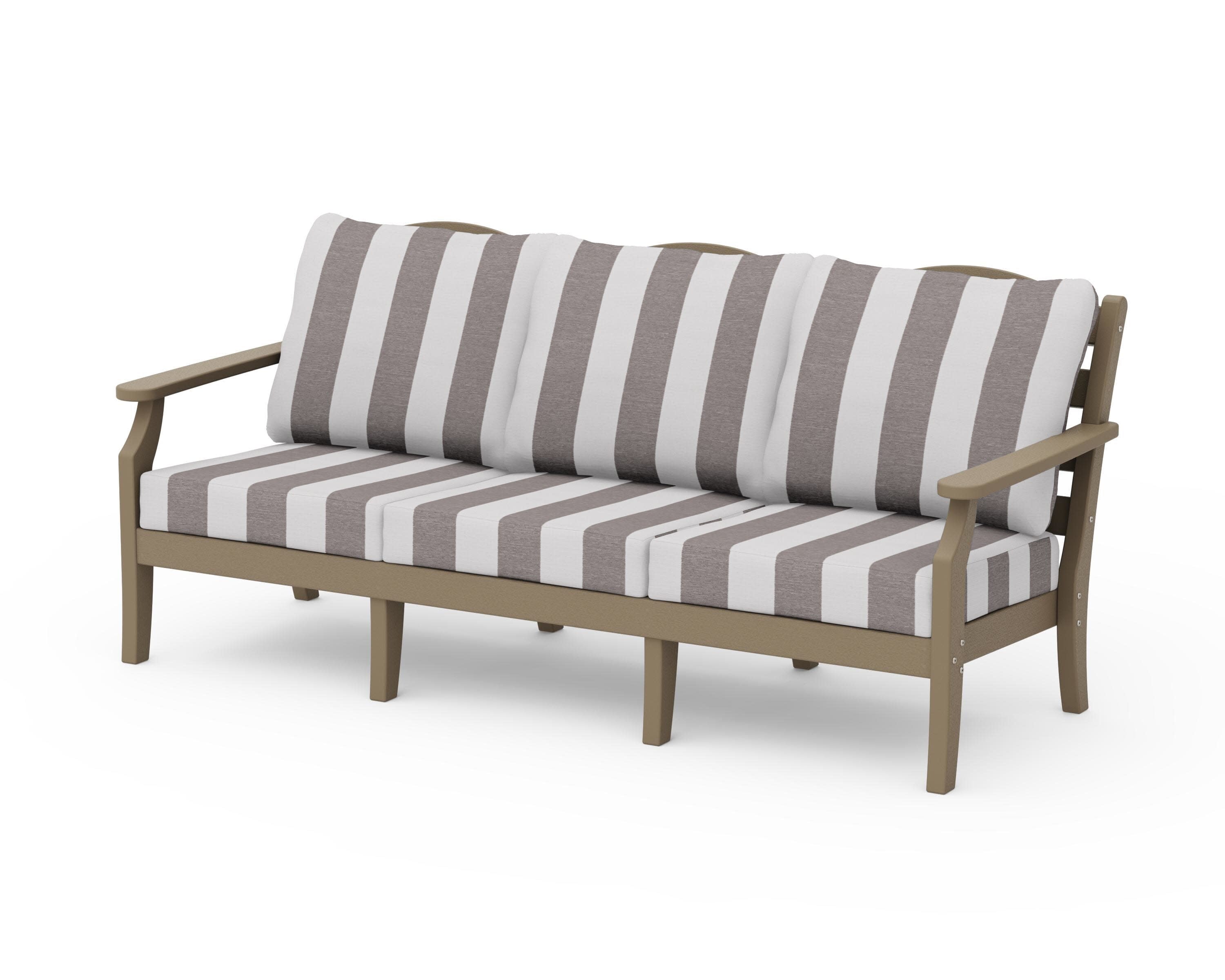 Savannah Deep Seating Sofa in Vintage Sahara / Cabana Stripe Grey Mist