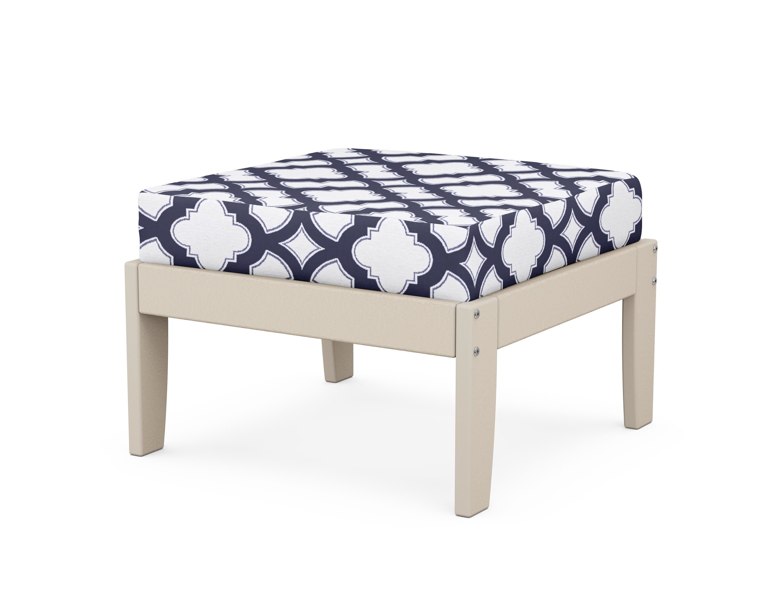 Modular Ottoman - Classic in Sand / Trellis Navy