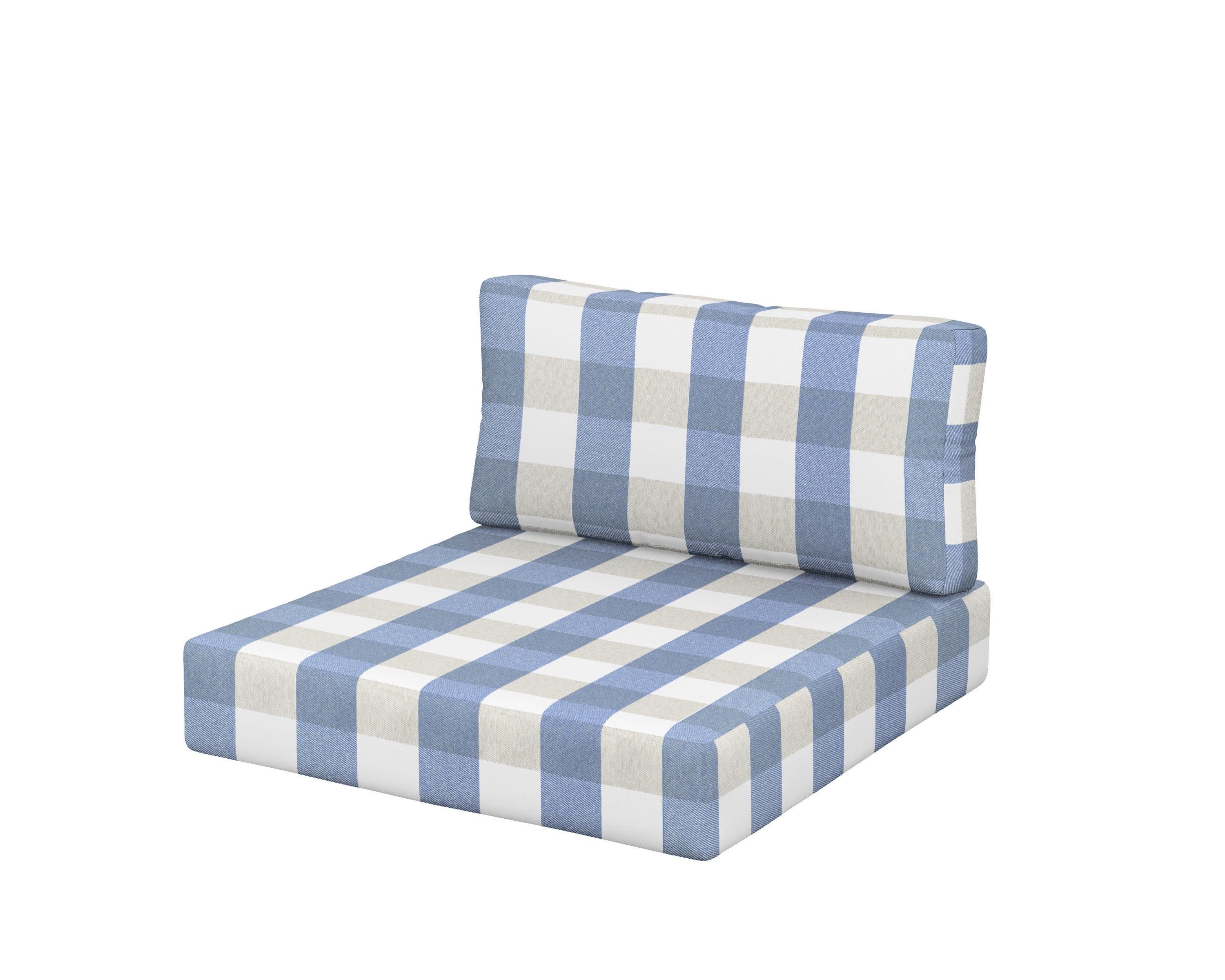 Acadia Back/Seat Cushion Set in Buffalo Plaid Sky Blue