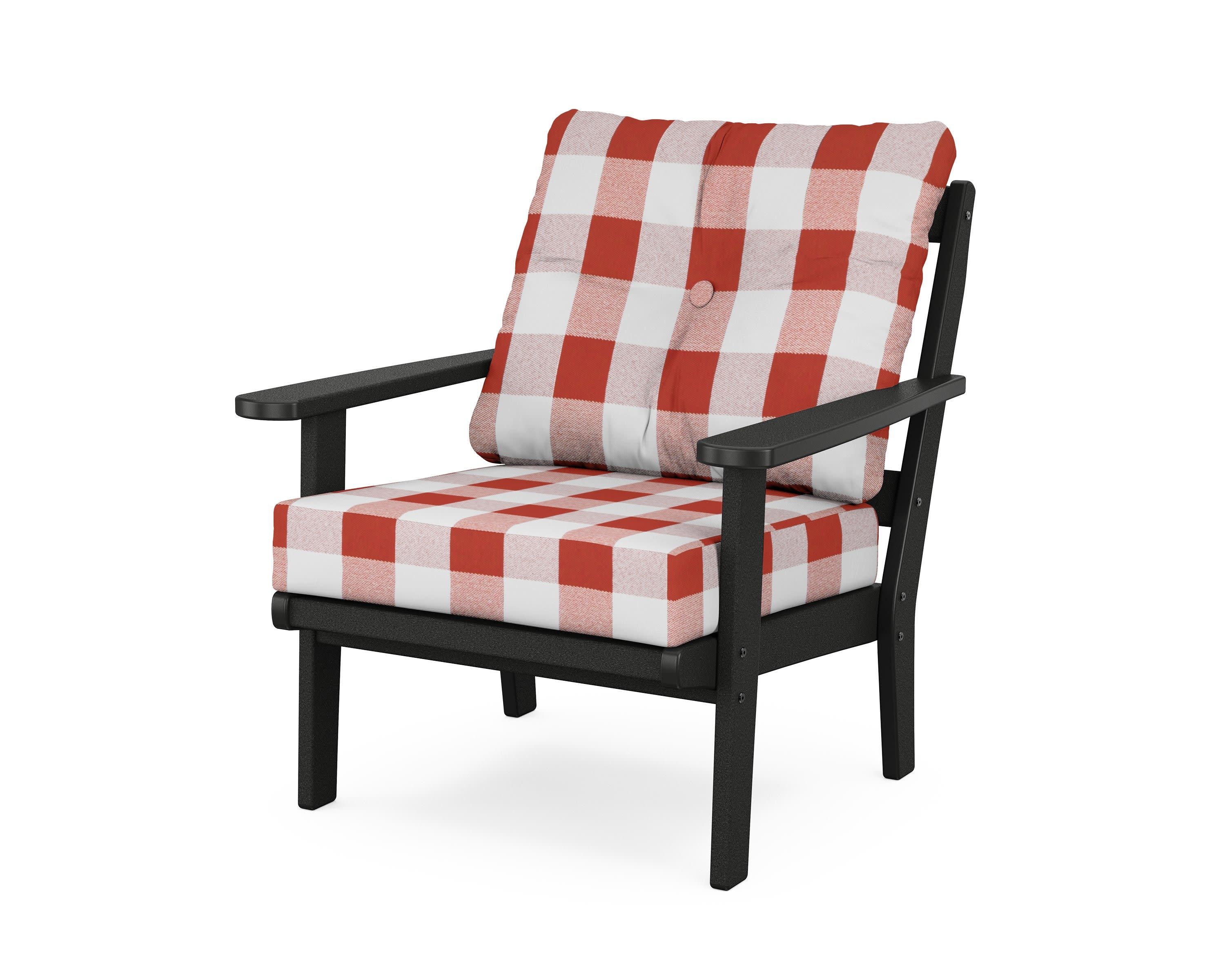 Mission Deep Seating Chair in Black / Buffalo Plaid Crimson