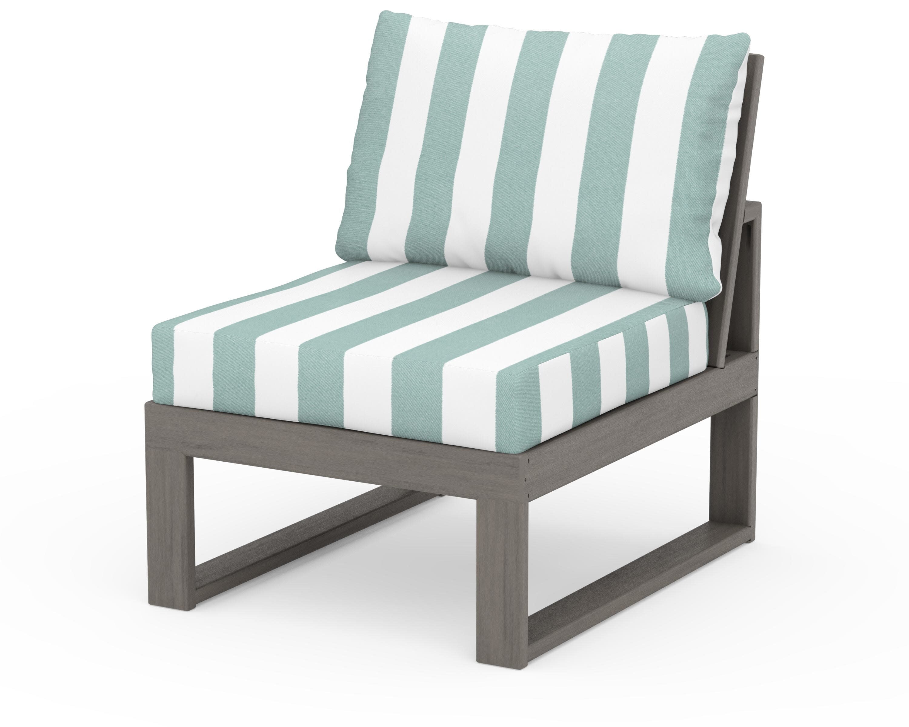 Modular Armless Chair in Driftwood / Cabana Stripe Glacier Spa