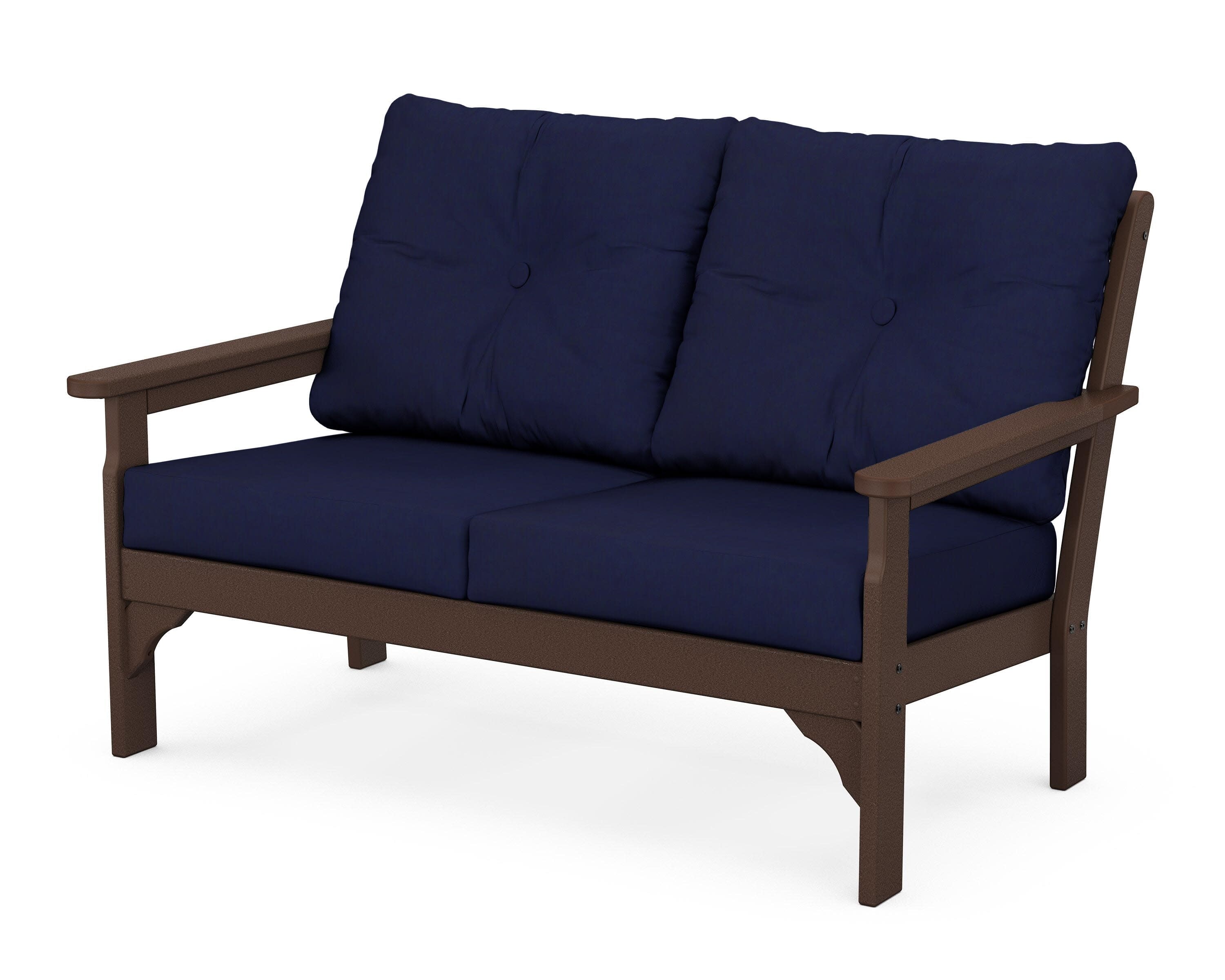 Vineyard Deep Seating Loveseat in Mahogany / Navy