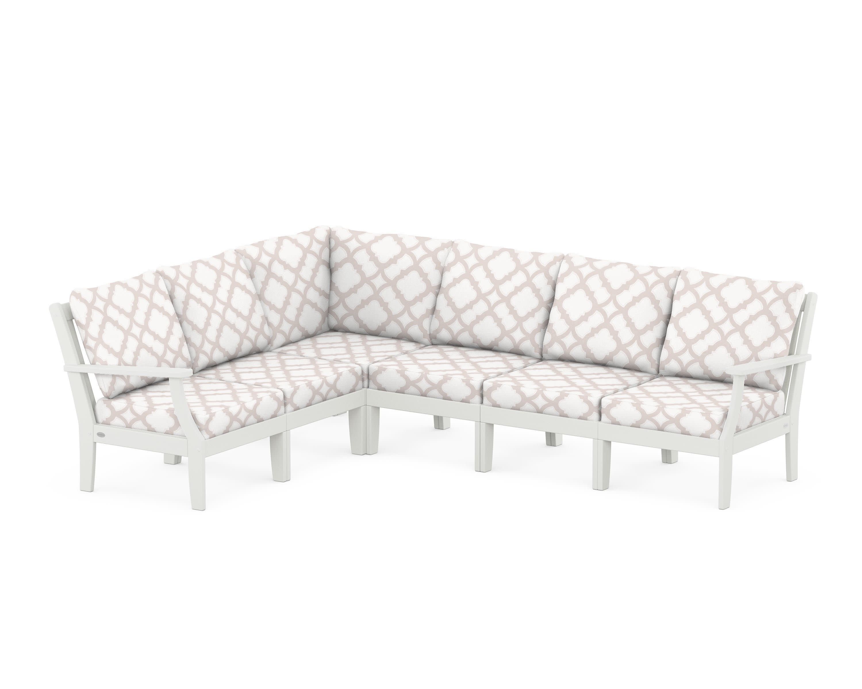 Braxton Modular 6-Piece Deep Seating Set in Vintage White / Trellis Dune Burlap