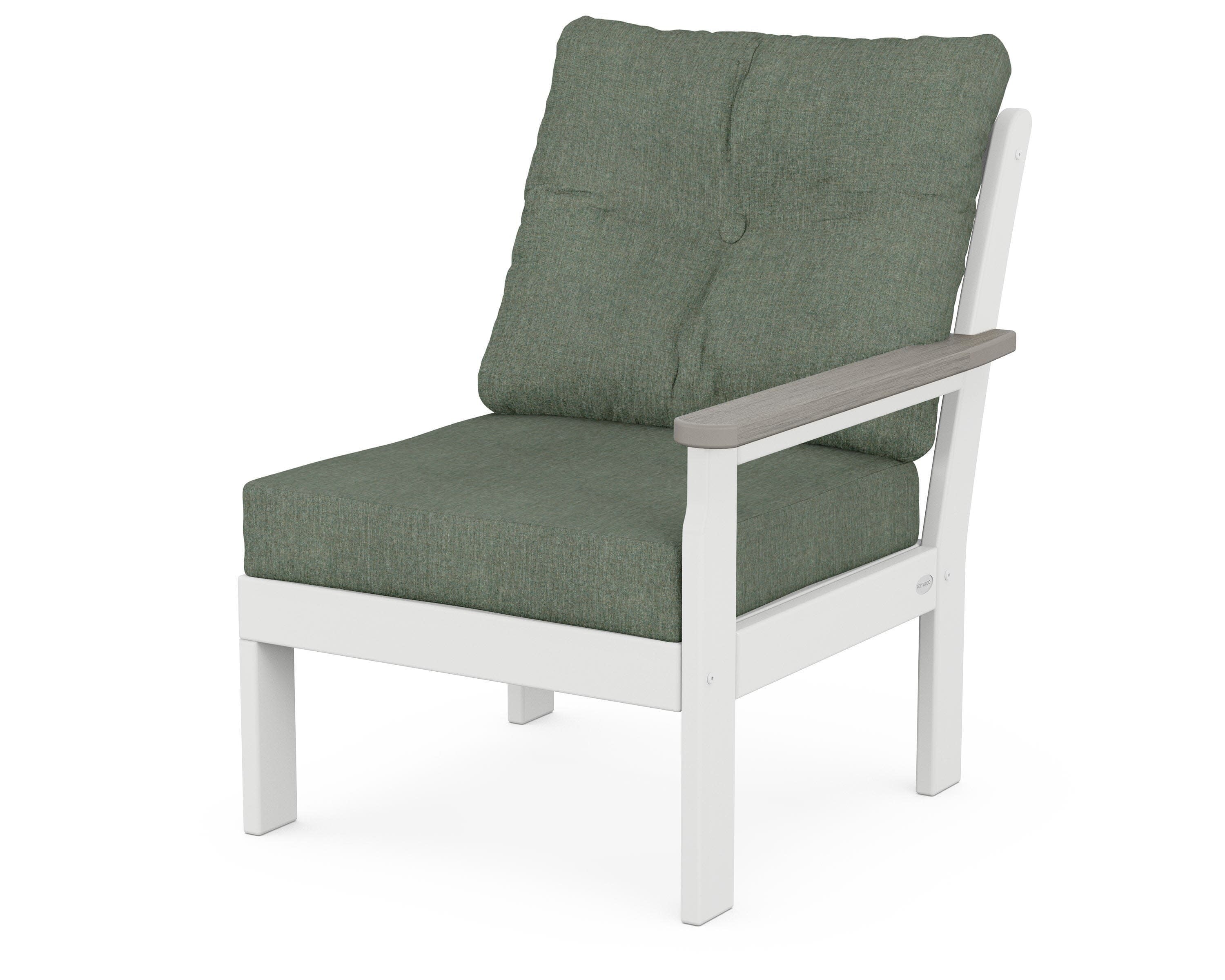 Vineyard Modular Right Arm Chair in White / Driftwood / Cast Sage