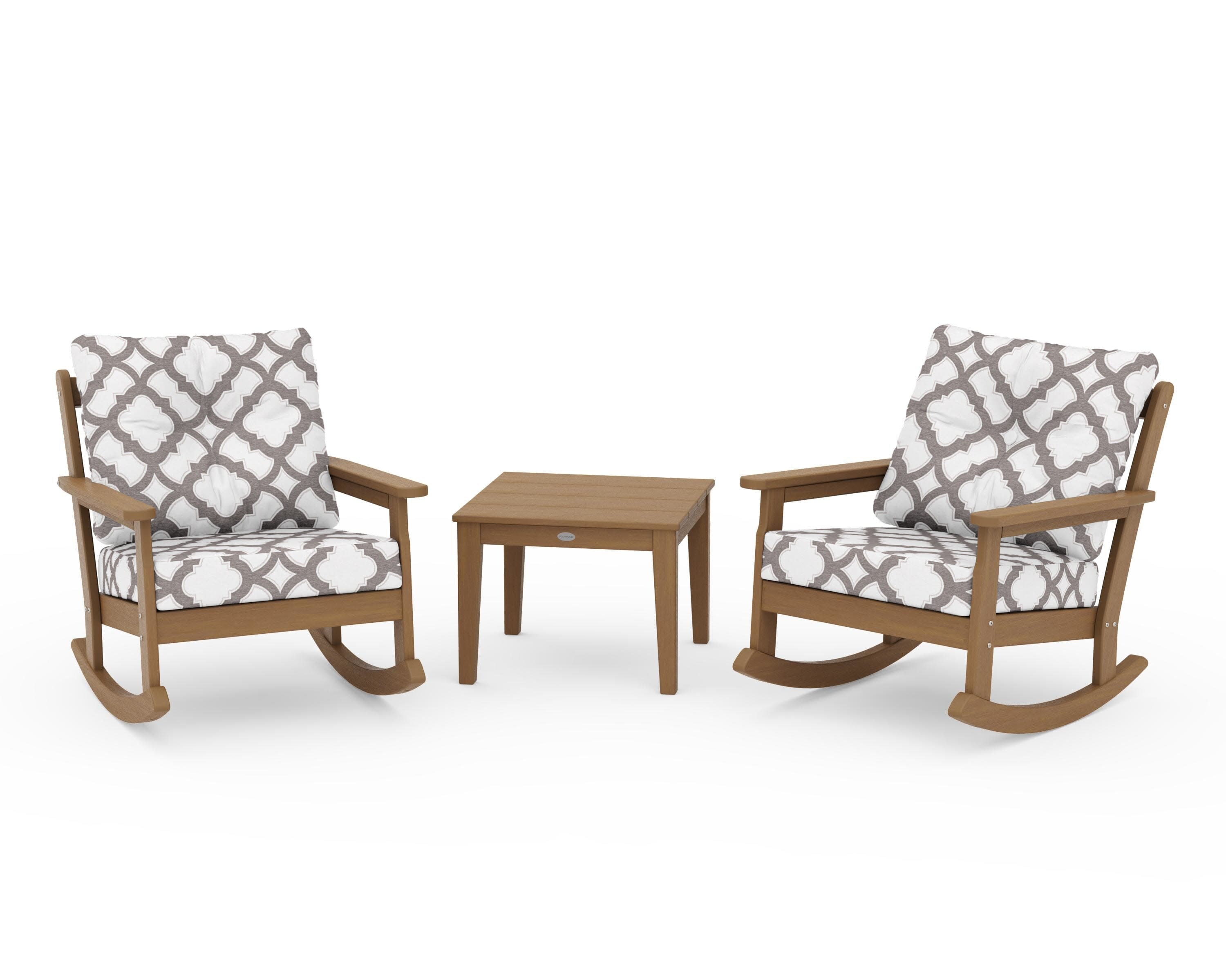 Vineyard 3-Piece Deep Seating Rocker Set in Natural / Trellis Grey Mist