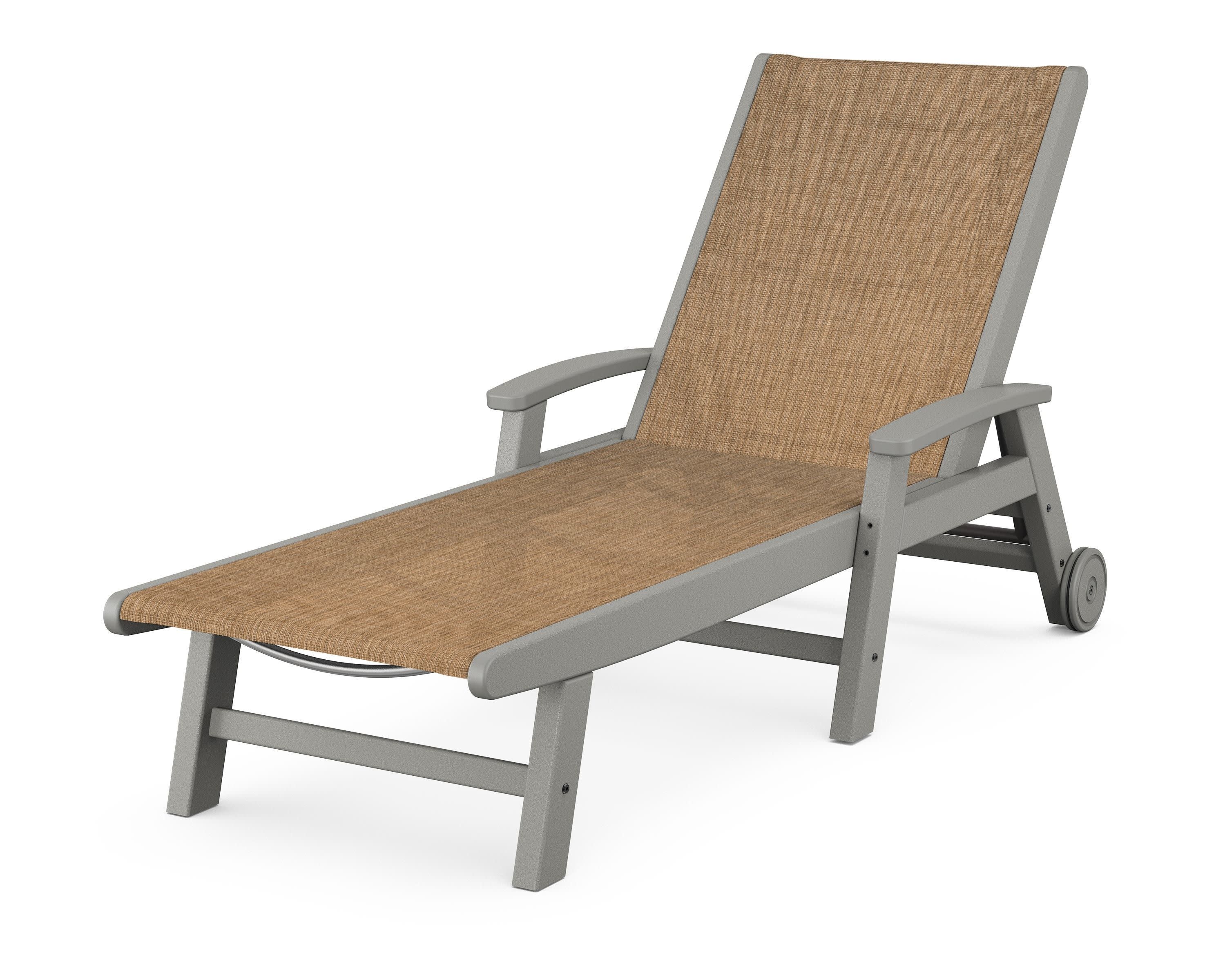 Coastal Chaise with Wheels in Slate Grey / Burlap Sling