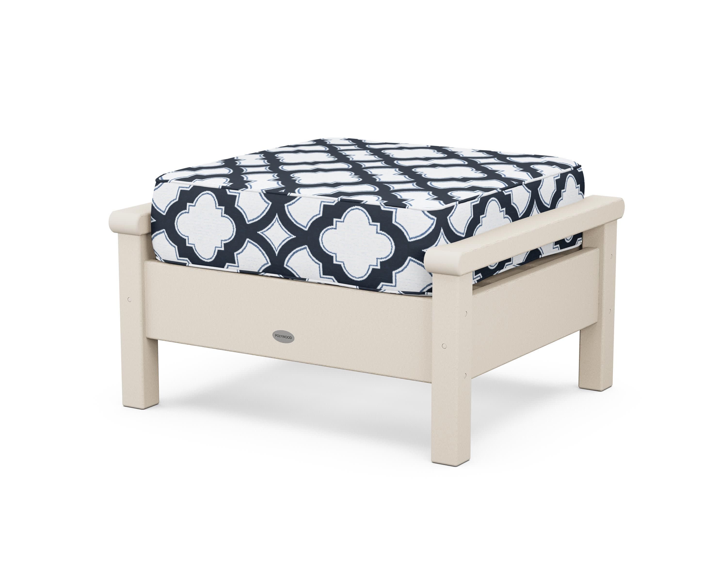 Harbour Deep Seating Ottoman in Sand / Trellis Marine Indigo