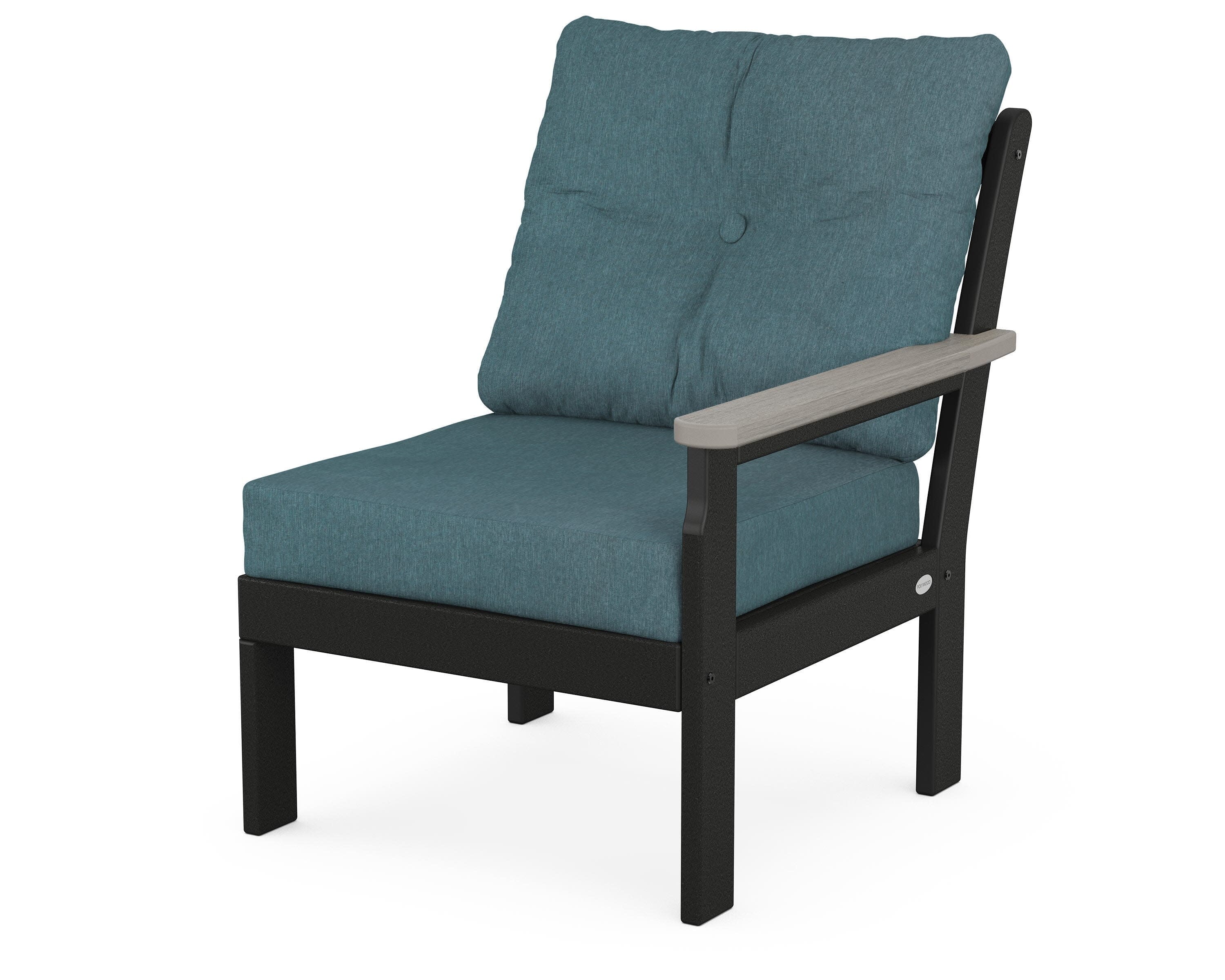 Vineyard Modular Right Arm Chair in Black / Driftwood / Ocean Teal