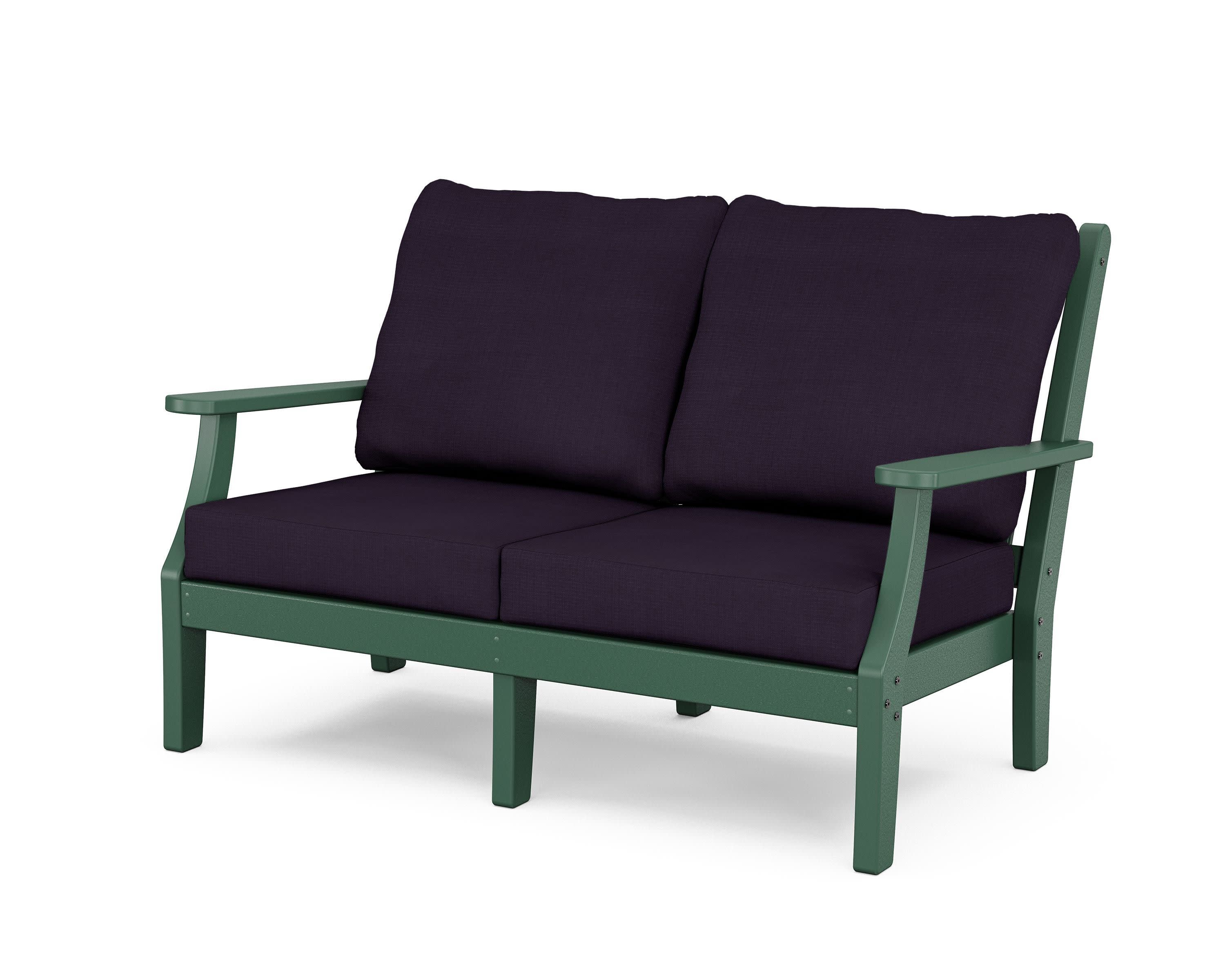 Wovendale Deep Seating Loveseat in Green / Navy Linen
