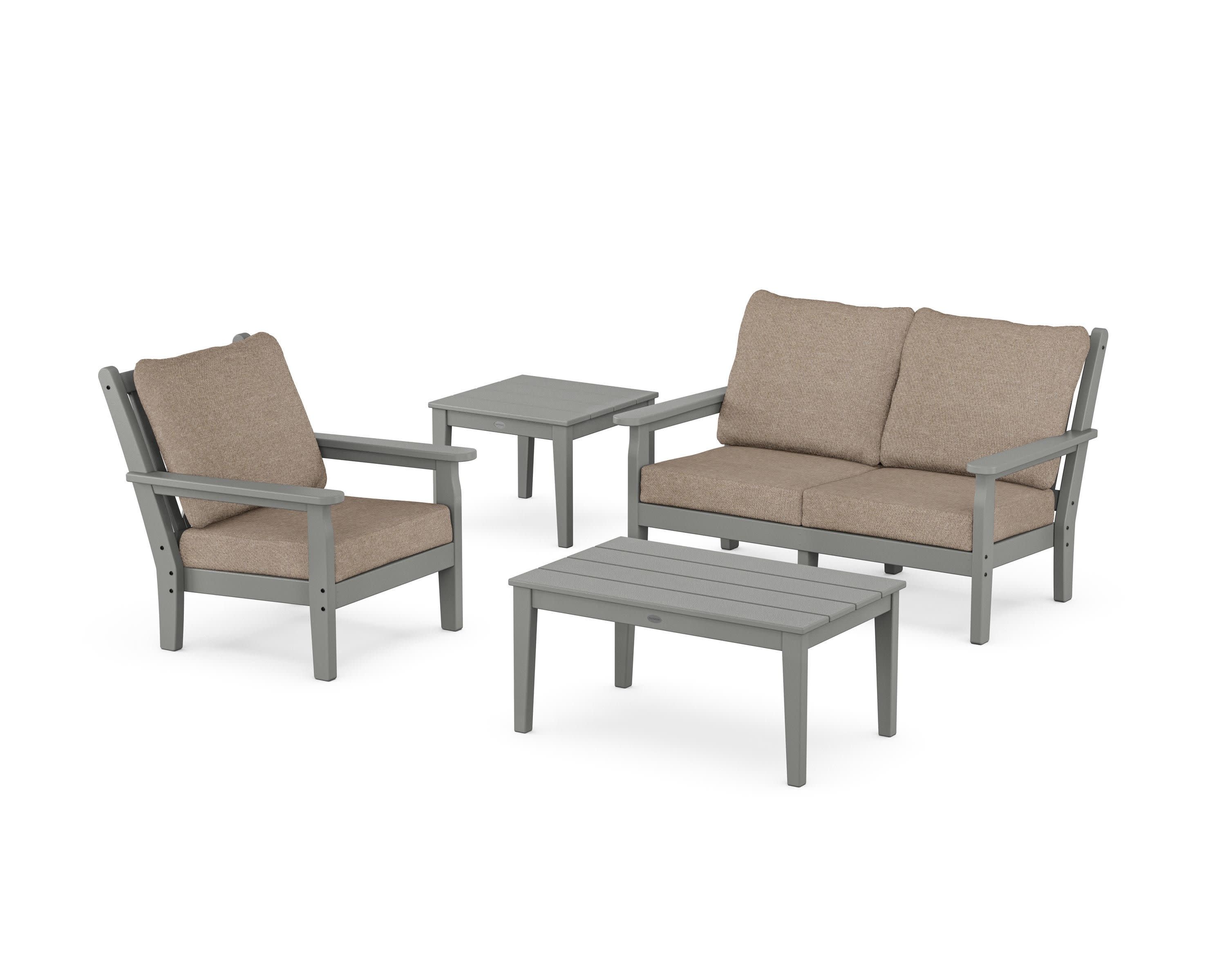 Chippendale 4-Piece Deep Seating Set in Slate Grey / Spiced Burlap