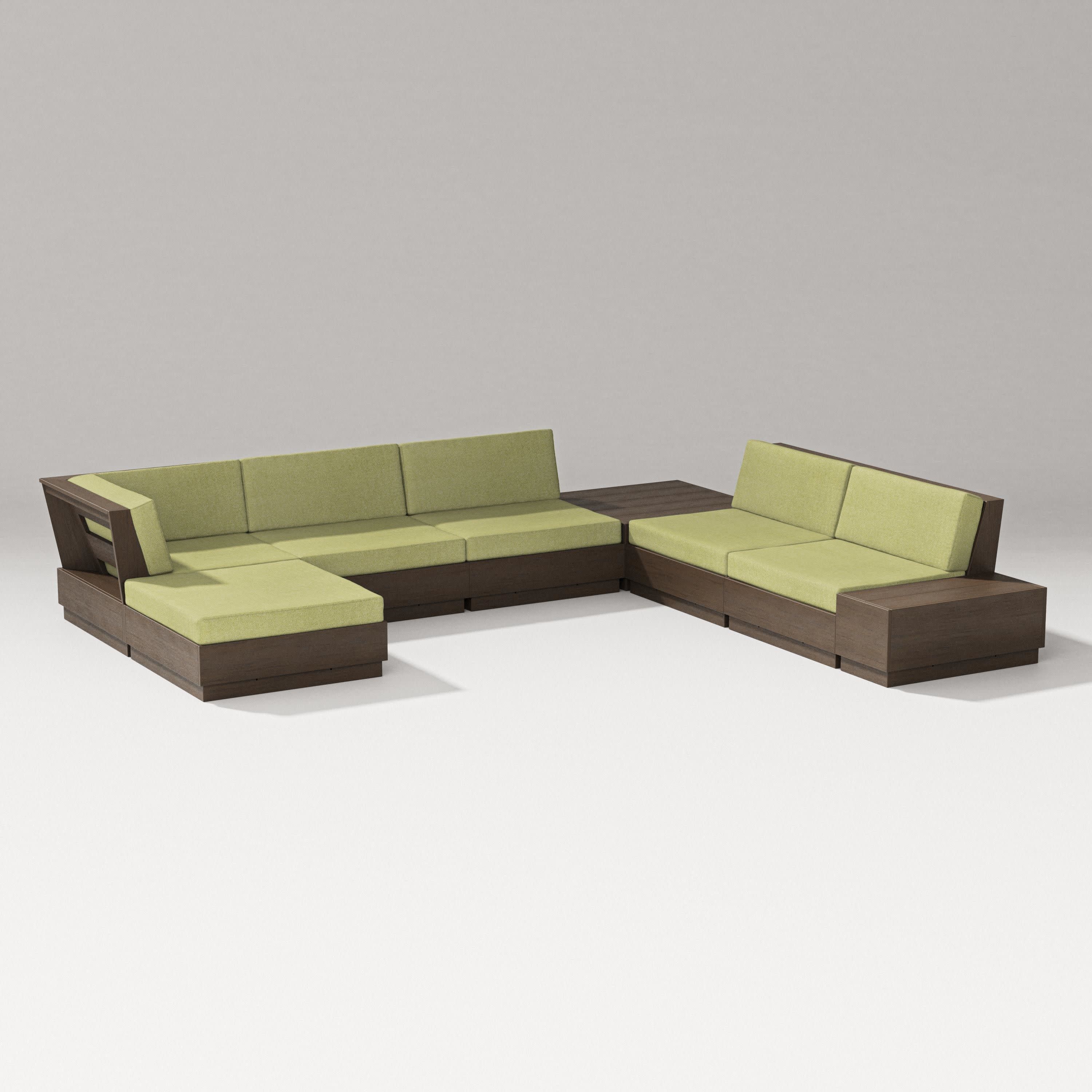 Elevate 8-Piece Corner Sectional in Kona / Chartreuse Boucle